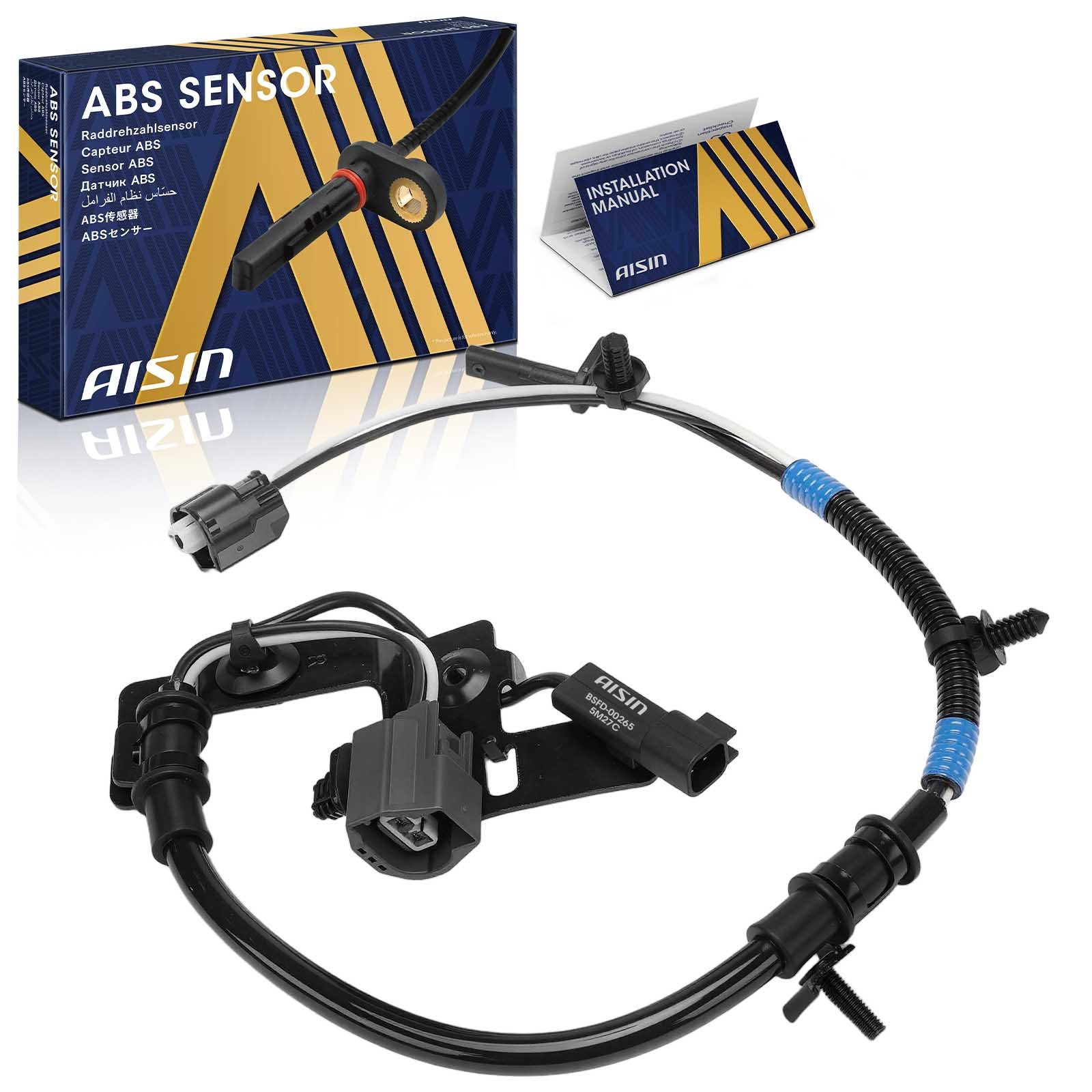 AISIN ABS Speed Sensor, Front, Driver or Passenger Side, 3-year limited warranty BSFD-00265