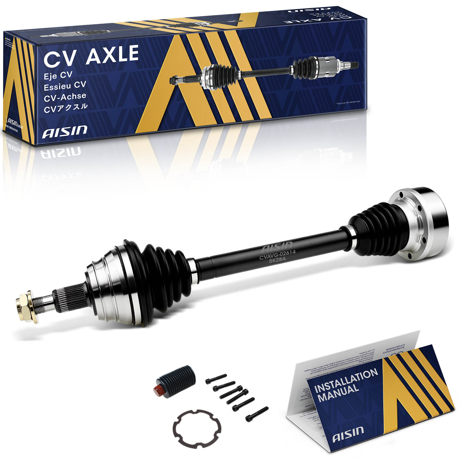 AISIN Axle Assembly, Front, Driver Side, 2-year limited warranty CVAVG-02614