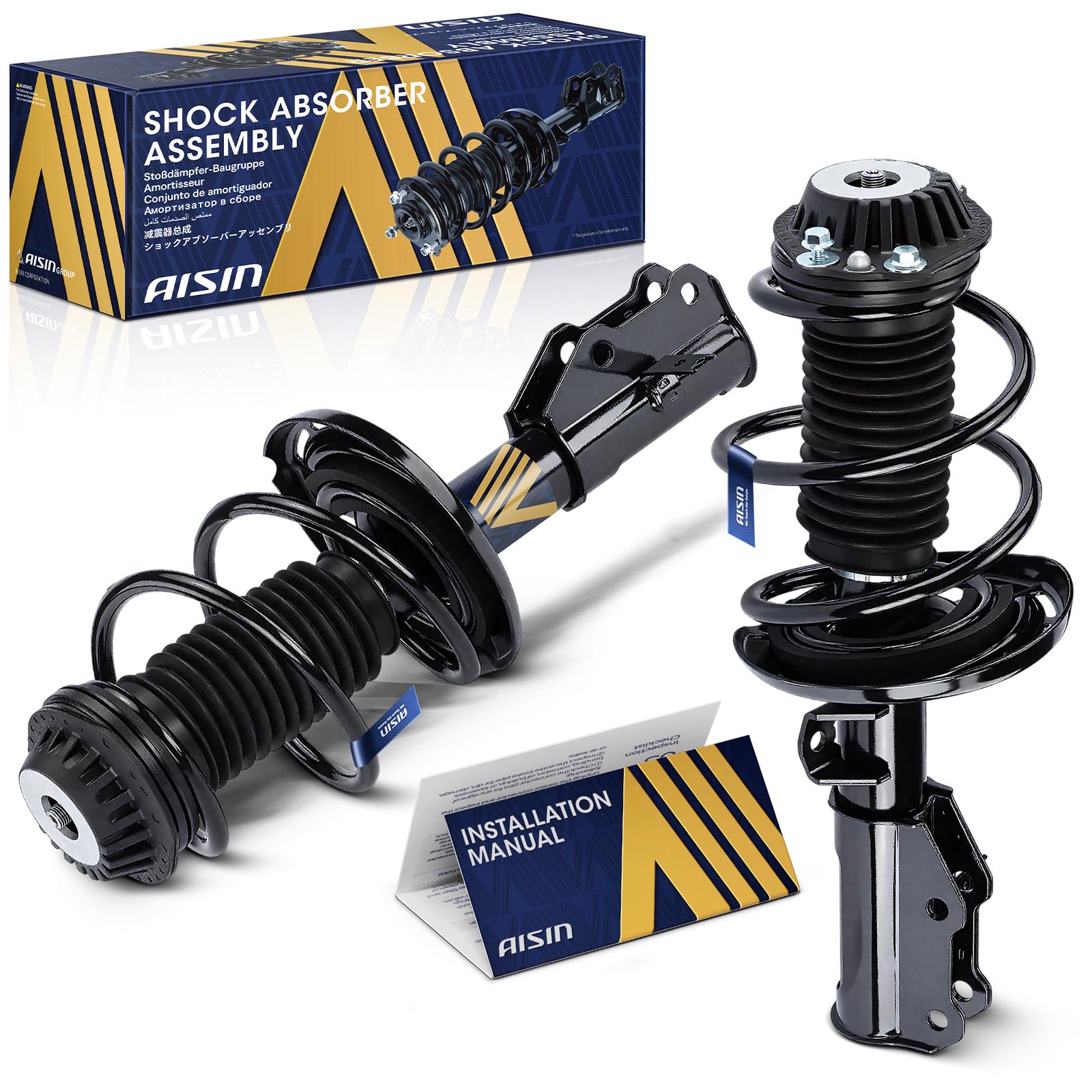 AISIN Shock Absorber & Strut Assembly Absorber, Front, Driver Passenger Side, 3-year limited warranty SAKGM-00344