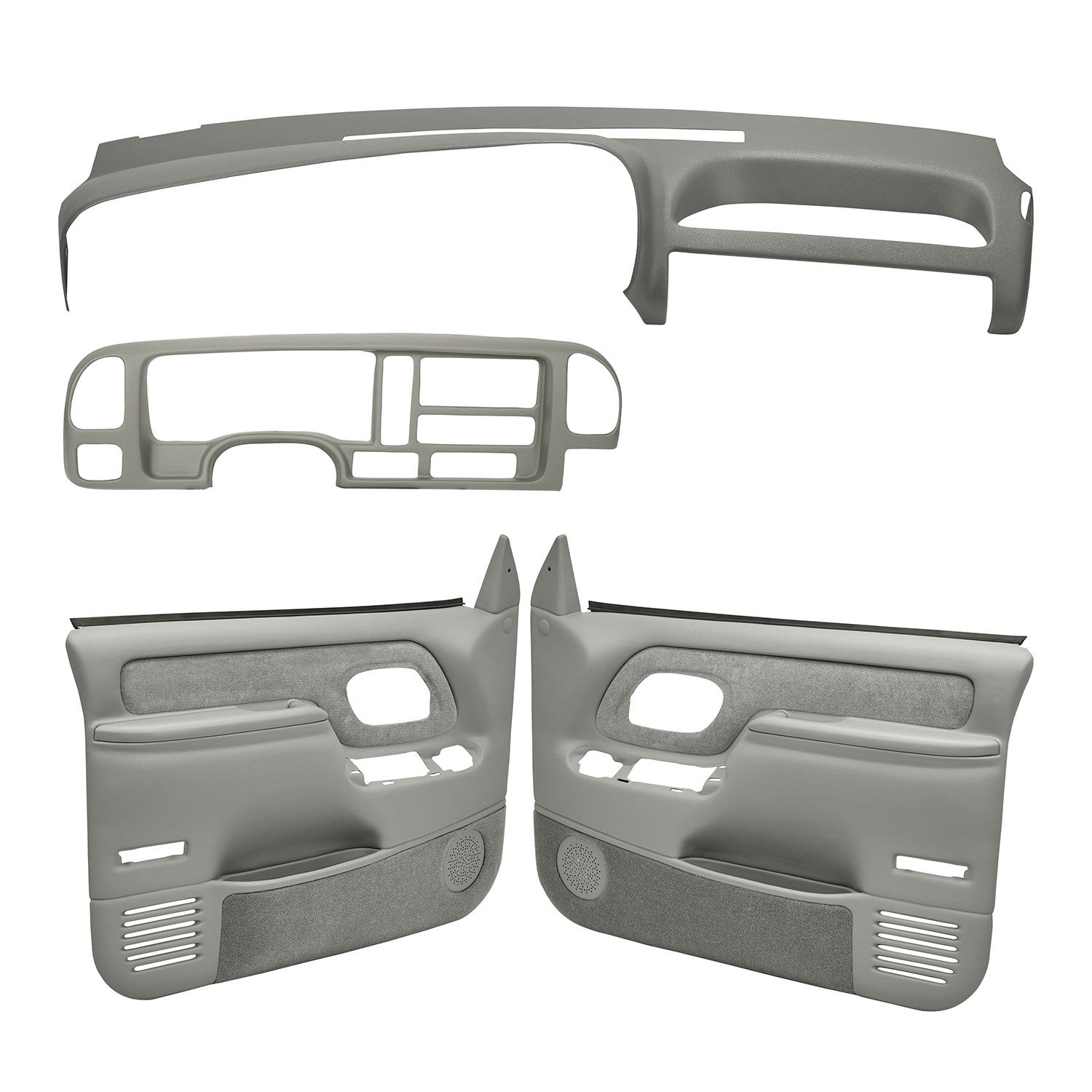 Coverlay® 1995 Chevrolet C1500 Silverado 8 Cyl 5.7L - Dash Cap, Door Panel, Full Power Only; Padded Armrest; Weather Stripping; New Fasteners, ABS Plastic, Light Gray