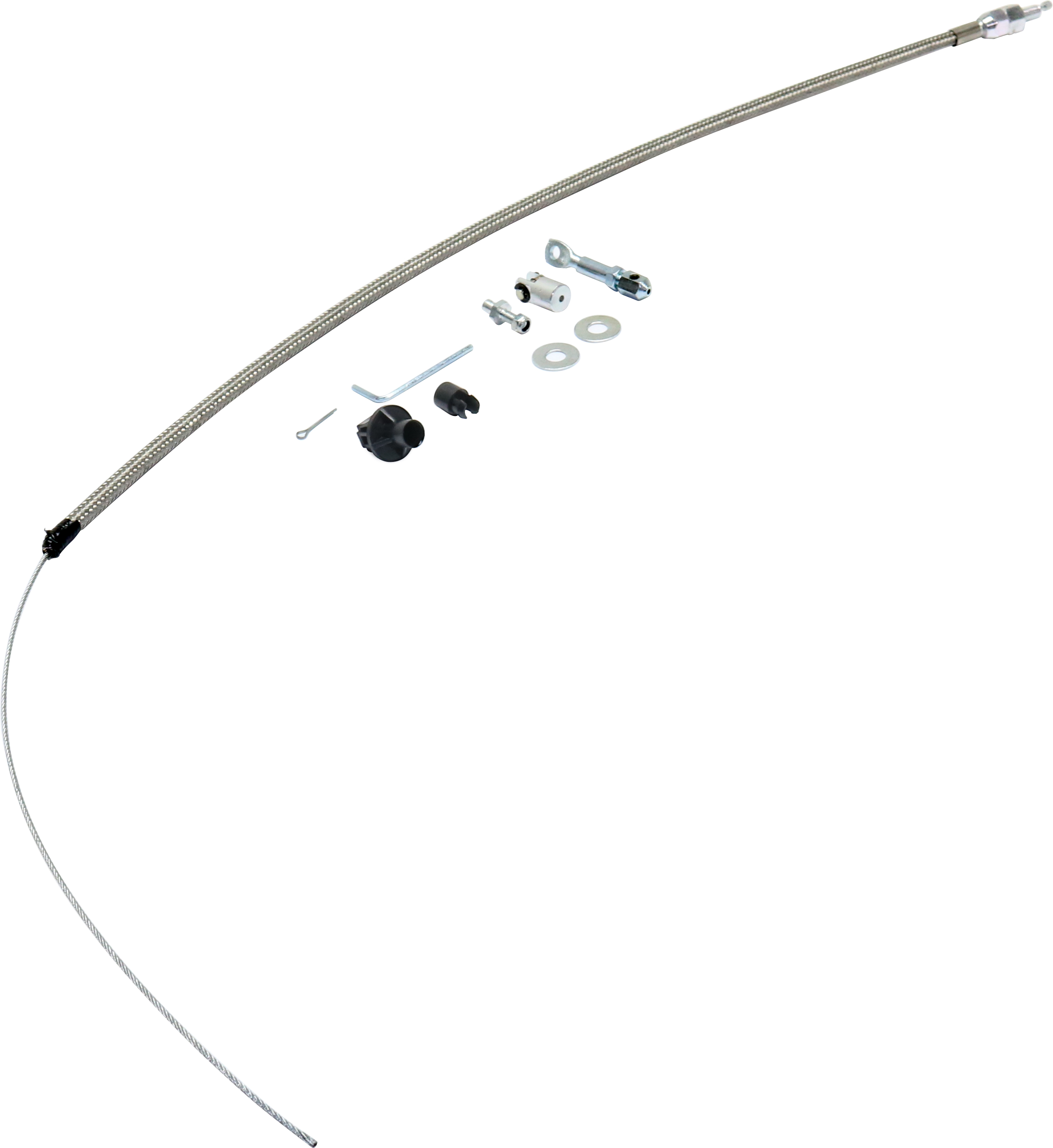 Mr Gasket® 5657 Universal, Throttle Cable Kit - Stainless Steel Braided, Adjustable and cuts to length. 36 Inch cable with 24 Inch sleeve.