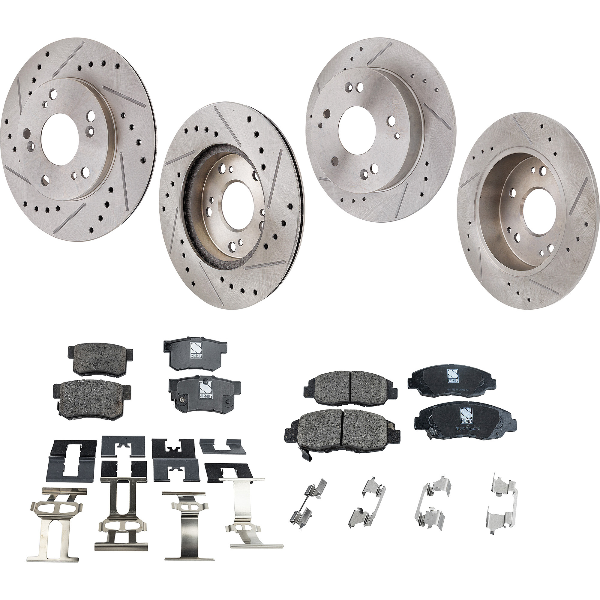 JC Whitney 4-Wheel Set Front and Rear Brake Disc and Pad Kit