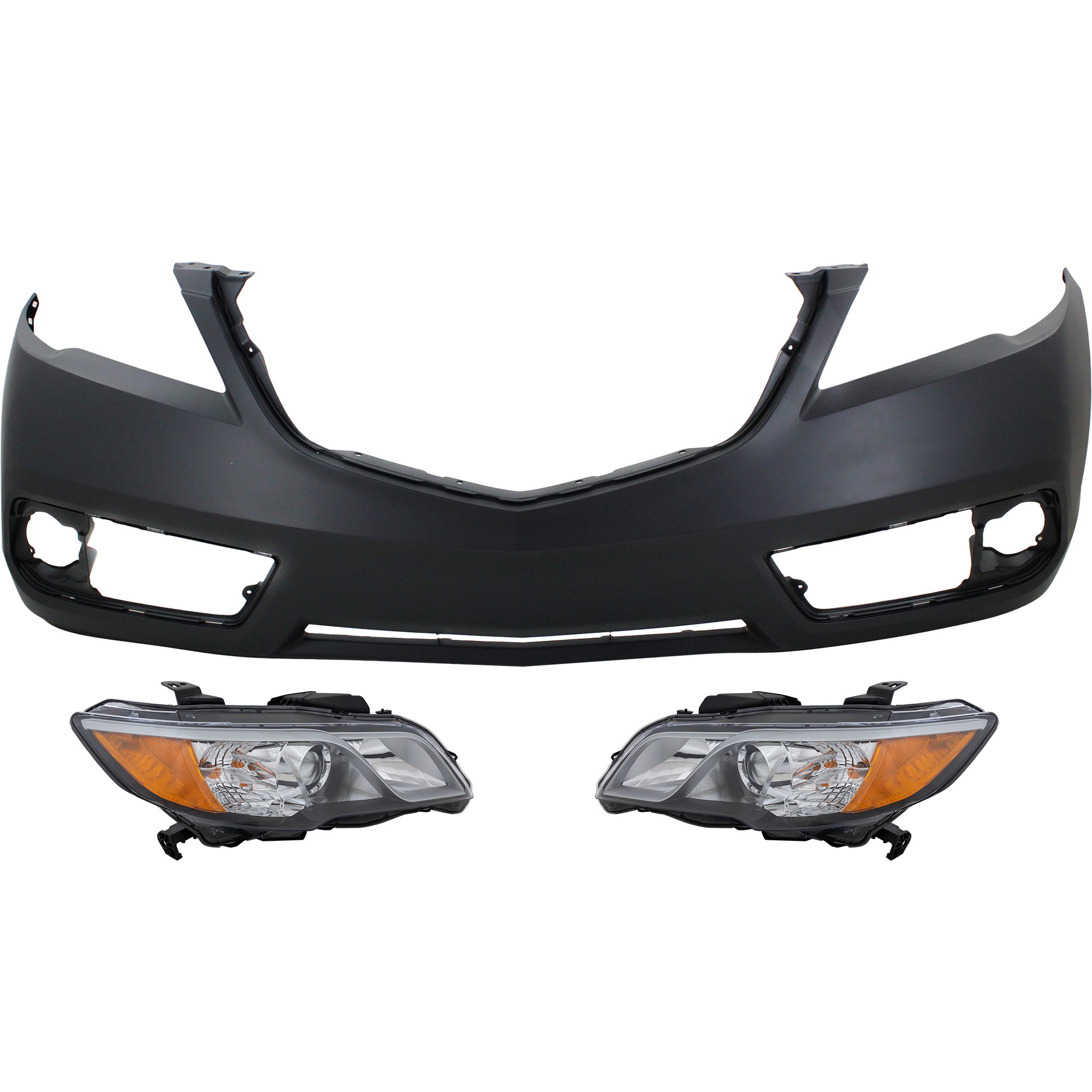 Replacement® 2015 Acura RDX Base - 3-Piece Kit Driver and Passenger Side Halogen Headlight, With bulb(s), OE Replacement, CAPA Certified Includes (1) Bumper Cover and (2) Headlight KIT-071918-13