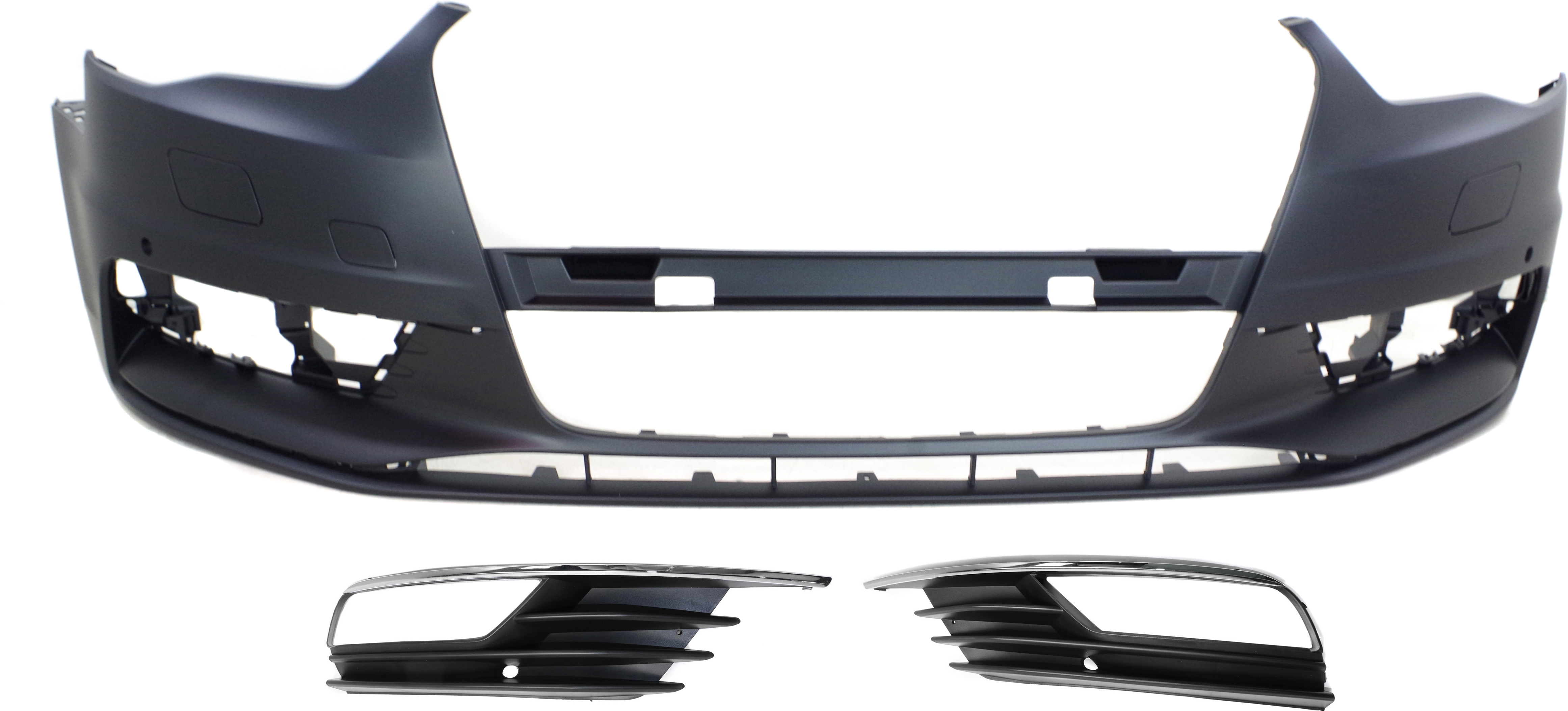 Replacement® 2016 Audi A3 Quattro - 3-Piece Kit Front Primed Bumper Cover, Includes (1) Bumper Cover and (2) Fog Light Trim KIT-072517-35