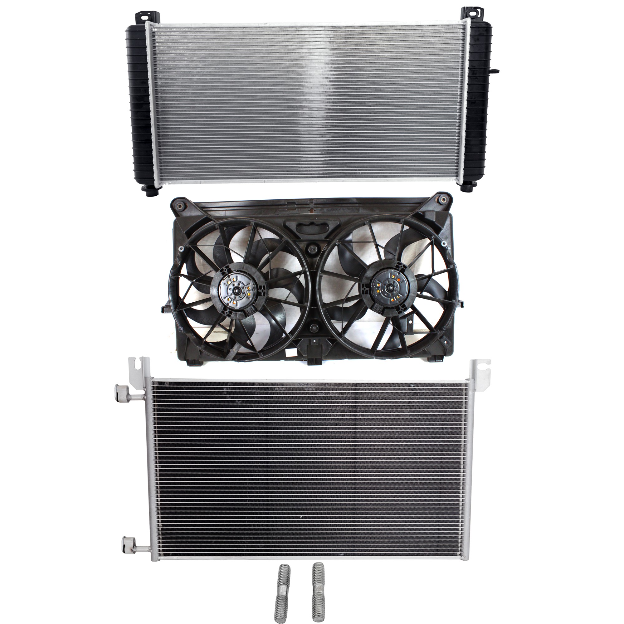 Kool Vue® 2006 Chevrolet Silverado 1500 LT - 3-Piece Kit A/C Condenser, 8 Cyl 6.0L, includes (1) A/C Condenser, (1) Cooling Fan Assembly, and (1) Radiator KIT-072724-173