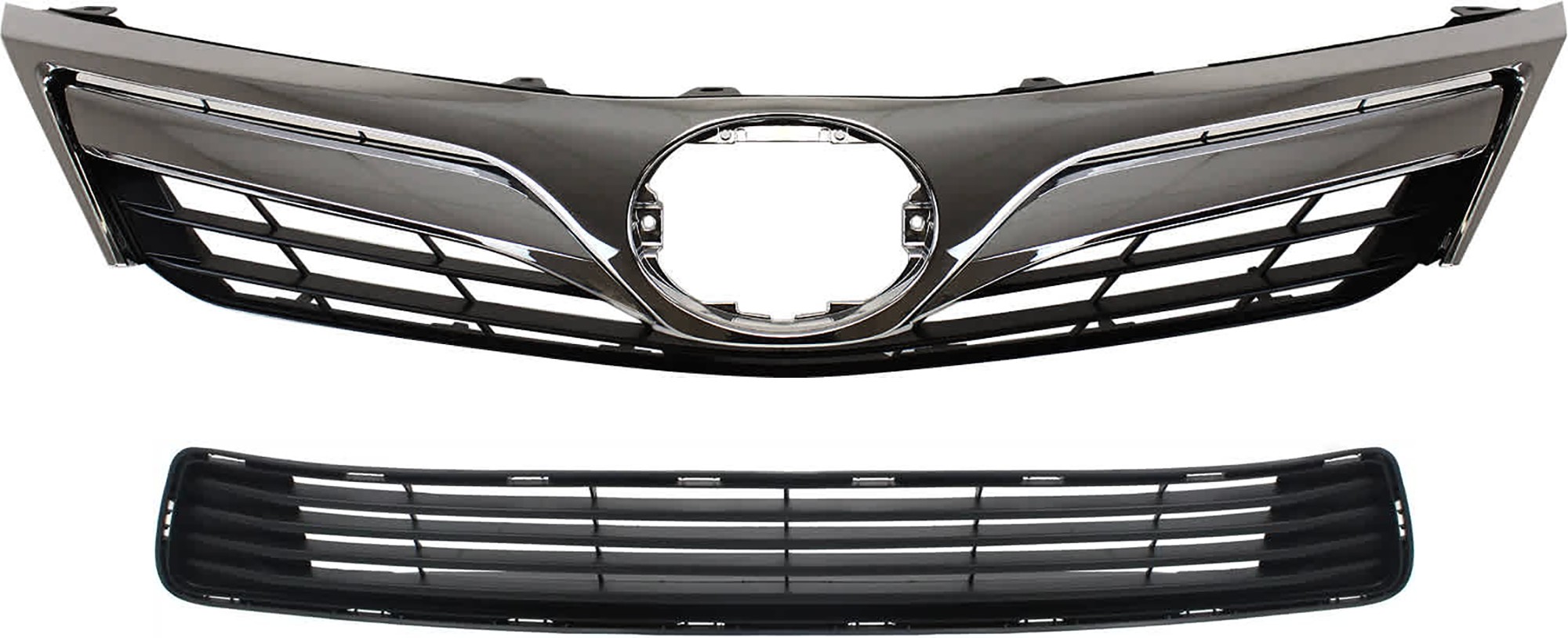 Replacement® 2012 Toyota Camry LE 4 Cyl 2.5L - 2-Piece Kit Grille, Painted Black, Includes (1) Bumper Grille and (1) Grille Assembly KIT-072924-C3768