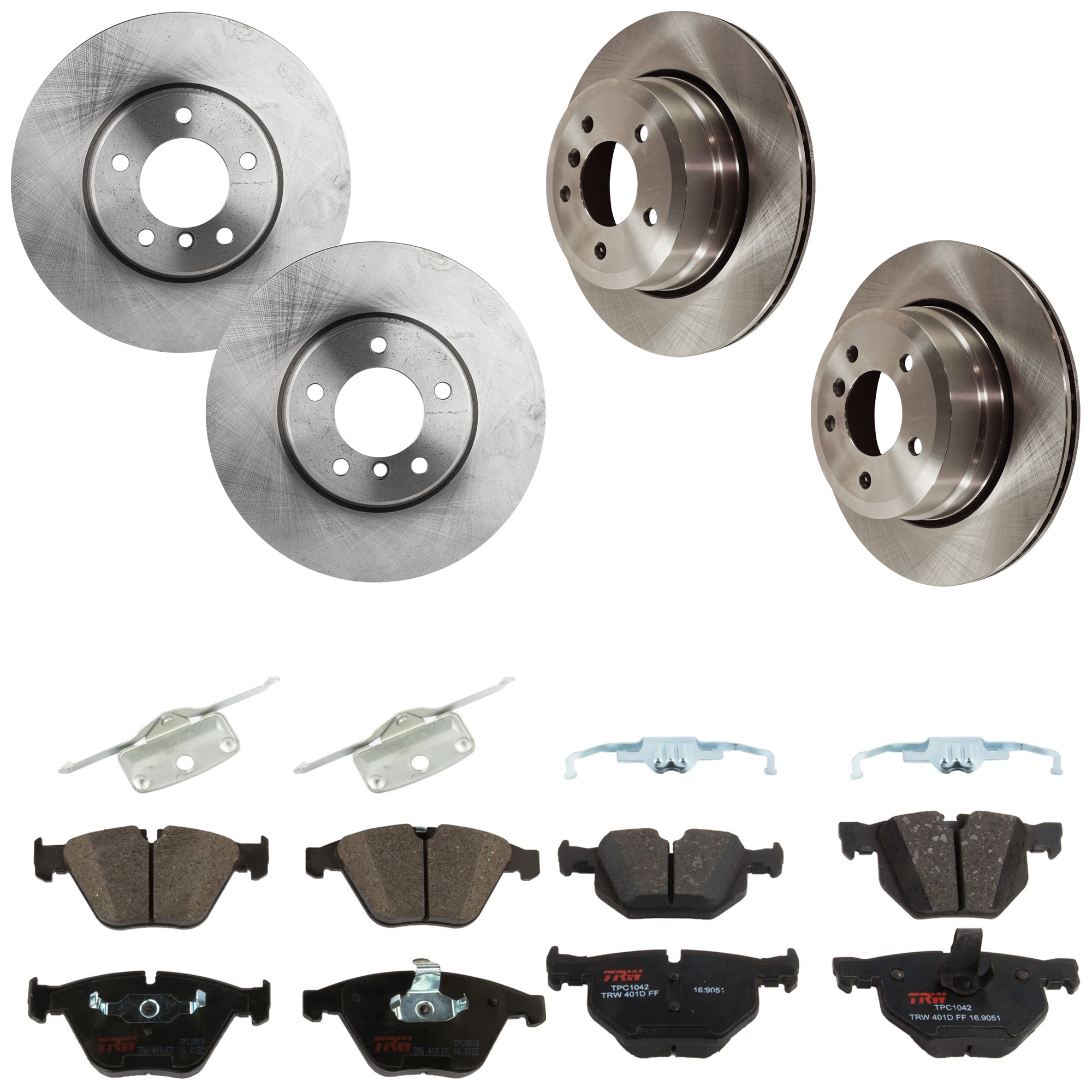 TRW® KIT-073024-1321 4-Wheel Set Brake Disc and Pad Kit, Plain