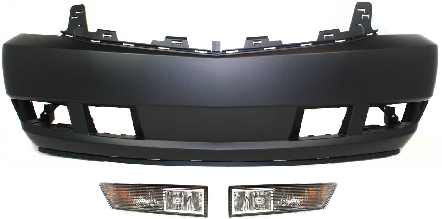 Replacement® 2012 Cadillac Escalade - 3-Piece Kit Front Primed Bumper Cover, Sport Utility, Includes (1) Bumper Cover and (2) Fog Light KIT-080117-145