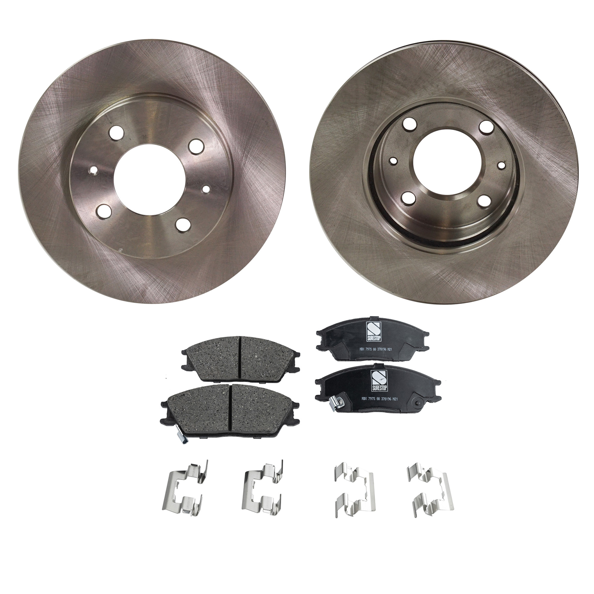 SureStop® Front Brake Disc and Pad Kit, Plain Surface, 4 Lugs