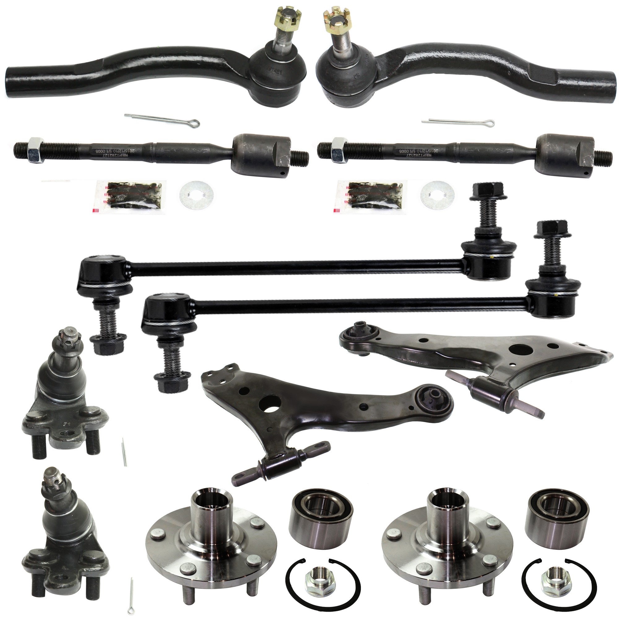 TrueDrive® 2002 Toyota Camry LE 6 Cyl 3.0L - 12-Piece Suspension Kit, Includes (2) Ball Joint, (2) Control Arm, (2) Sway Bar Link, (4) Tie Rod End, and (2) Wheel Hub KIT-080624-29