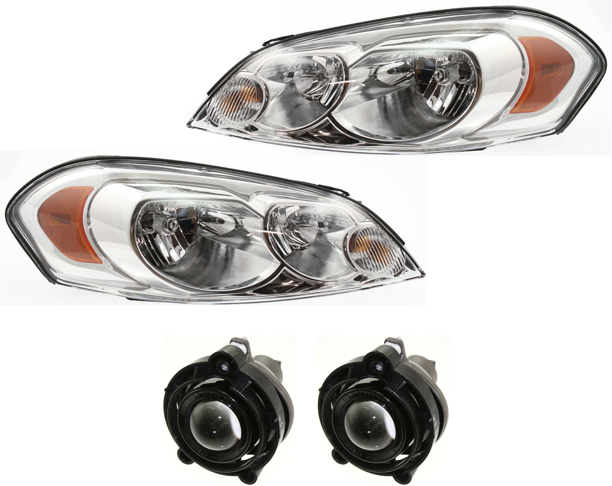 Replacement® 2013 Chevrolet Impala - 4-Piece Kit Driver and Passenger Side Halogen Headlight, With bulb(s), OE Replacement Includes (2) Fog Light and (2) Headlight KIT-082218-46