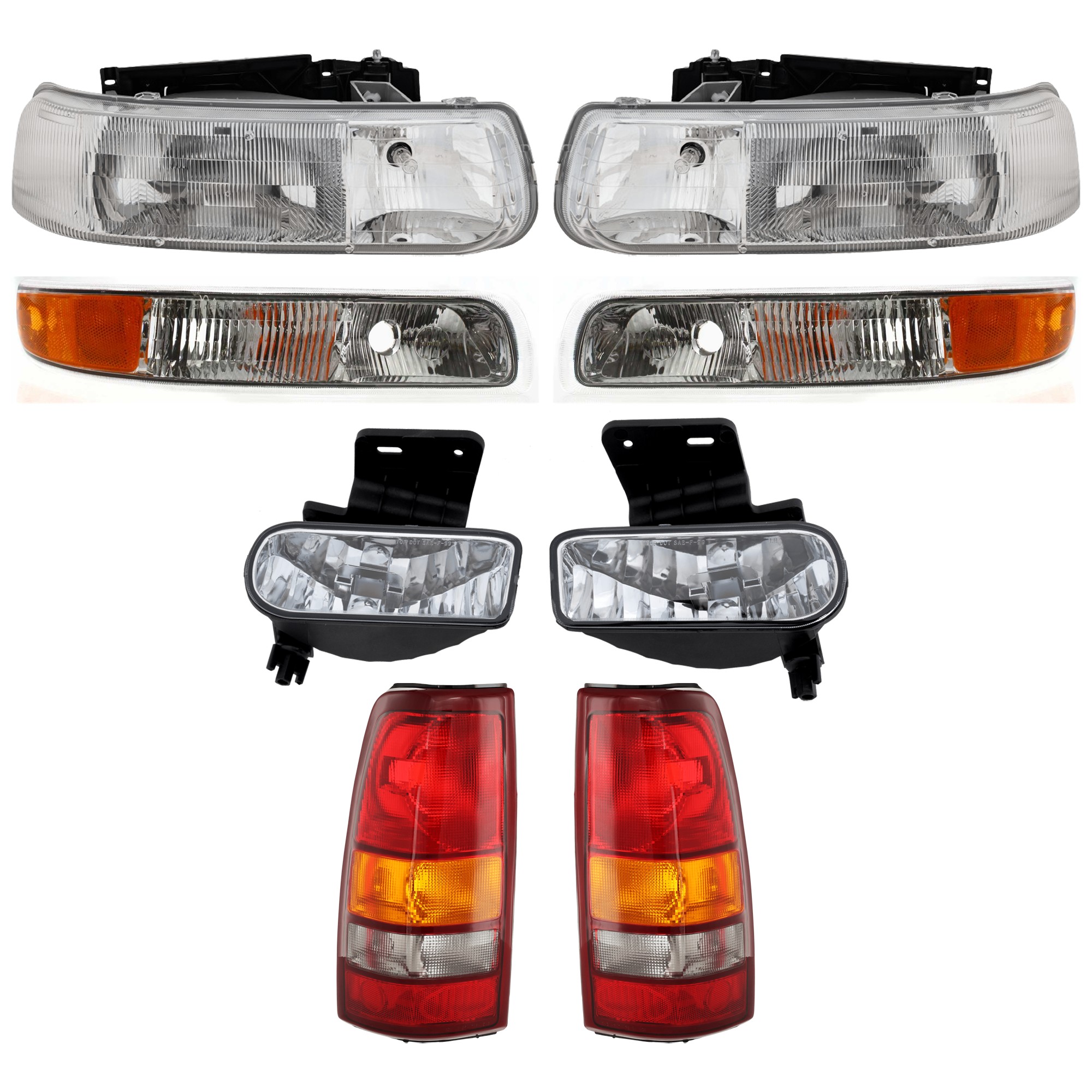 Replacement® 2000 Chevrolet Silverado 1500 LT 8 Cyl 5.3L - 8-Piece Kit Halogen Tail Light, Without bulb(s), OE Replacement, Fleetside,  Includes (2) Fog Light, (2) Headlight, (2) Parking Light, and (2) Tail Light KIT-082224-C510