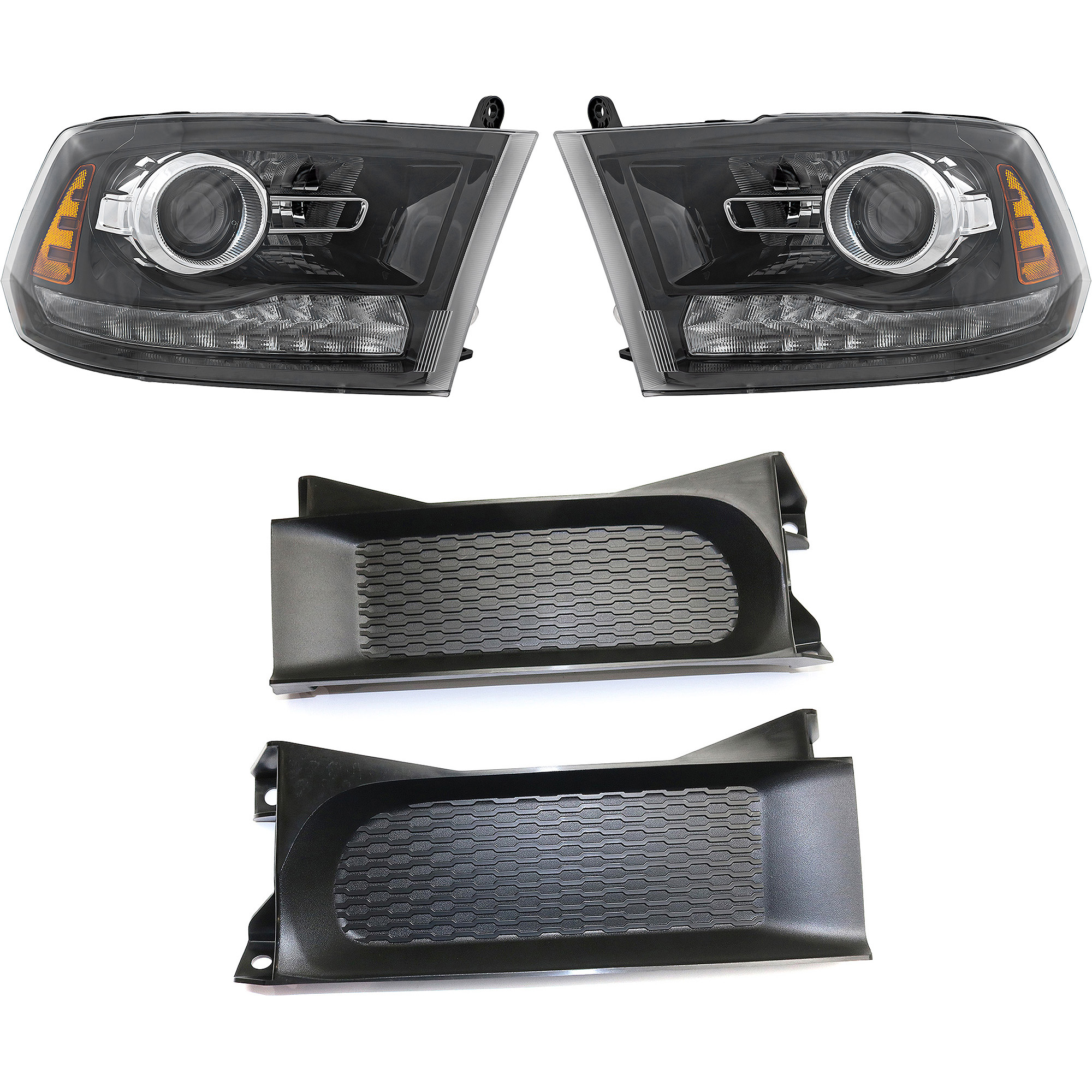 Replacement Headlight Clear Lens, Black Interior, Driver & Passenger Side, 1-year unlimited-mileage warranty KIT-092223-56