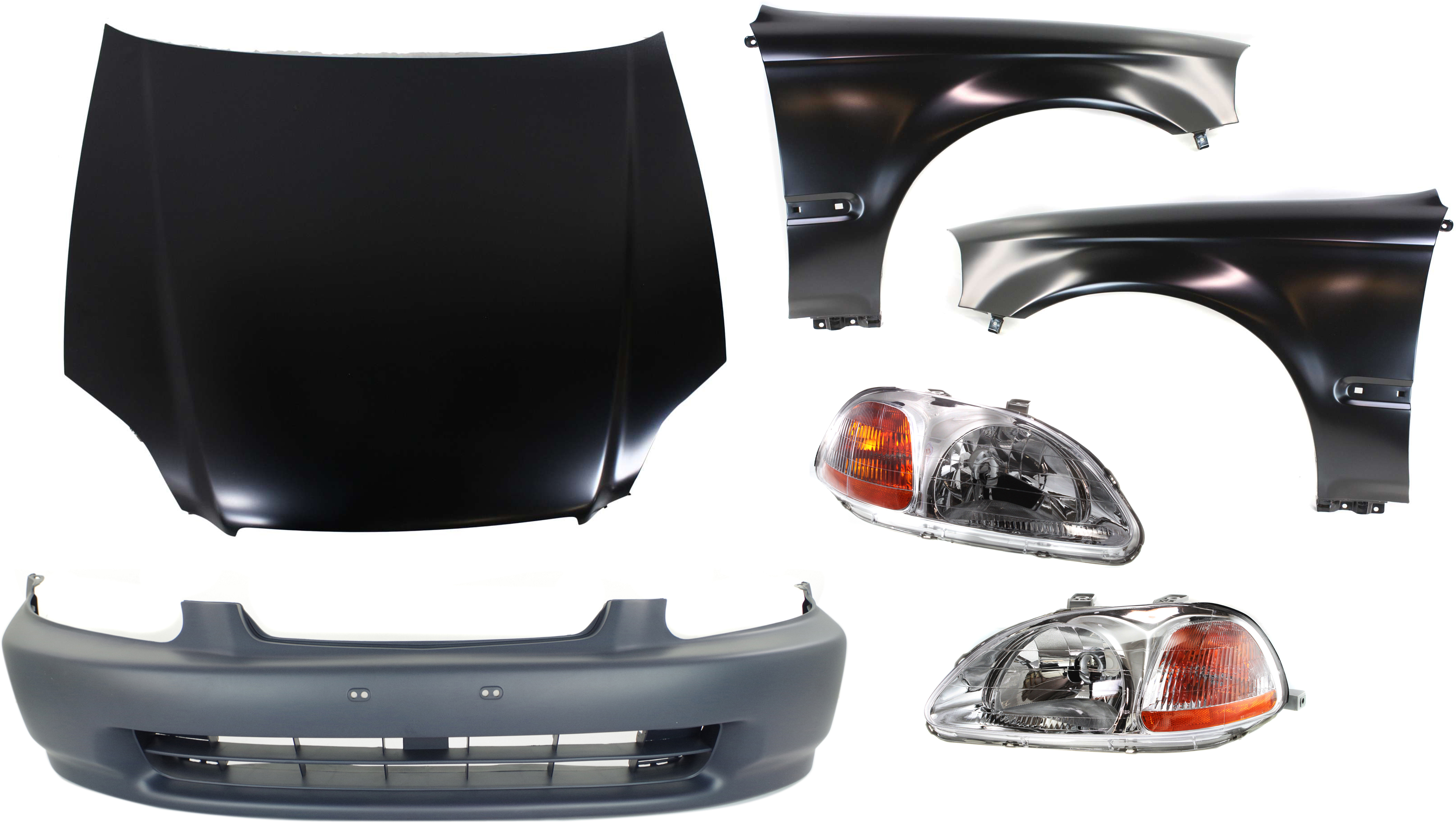 Replacement® 6-Piece Kit Factory Style Hood, Steel, Primed