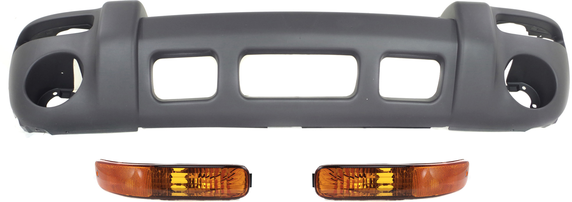 Replacement® 2003 Jeep Liberty Sport - 3-Piece Kit Front Textured Bumper Cover, Includes (1) Bumper Cover and (2) Parking Light KIT-111216-02