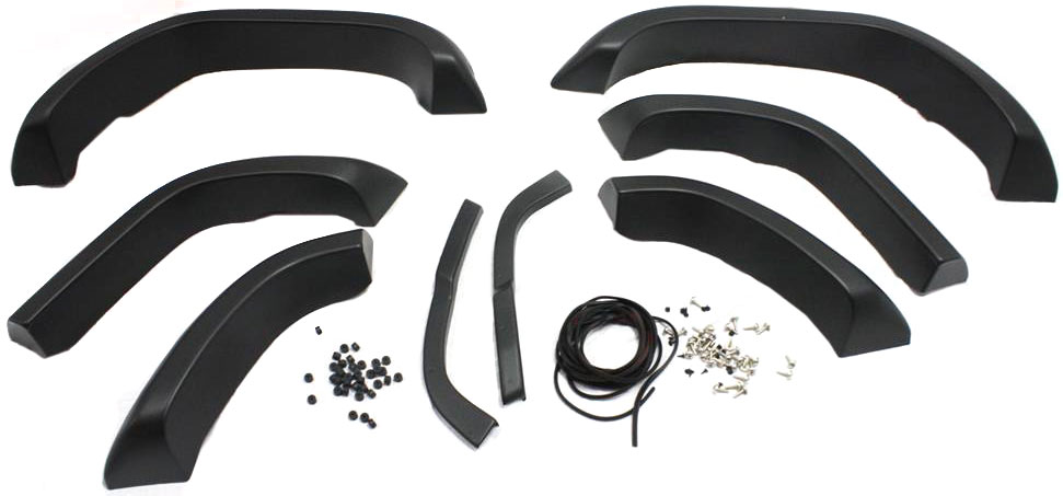 Bushwacker Fender Flares Plastic Black Cut-out for Jeep Series, Front & Rear, Driver Passenger Side, 10911-07