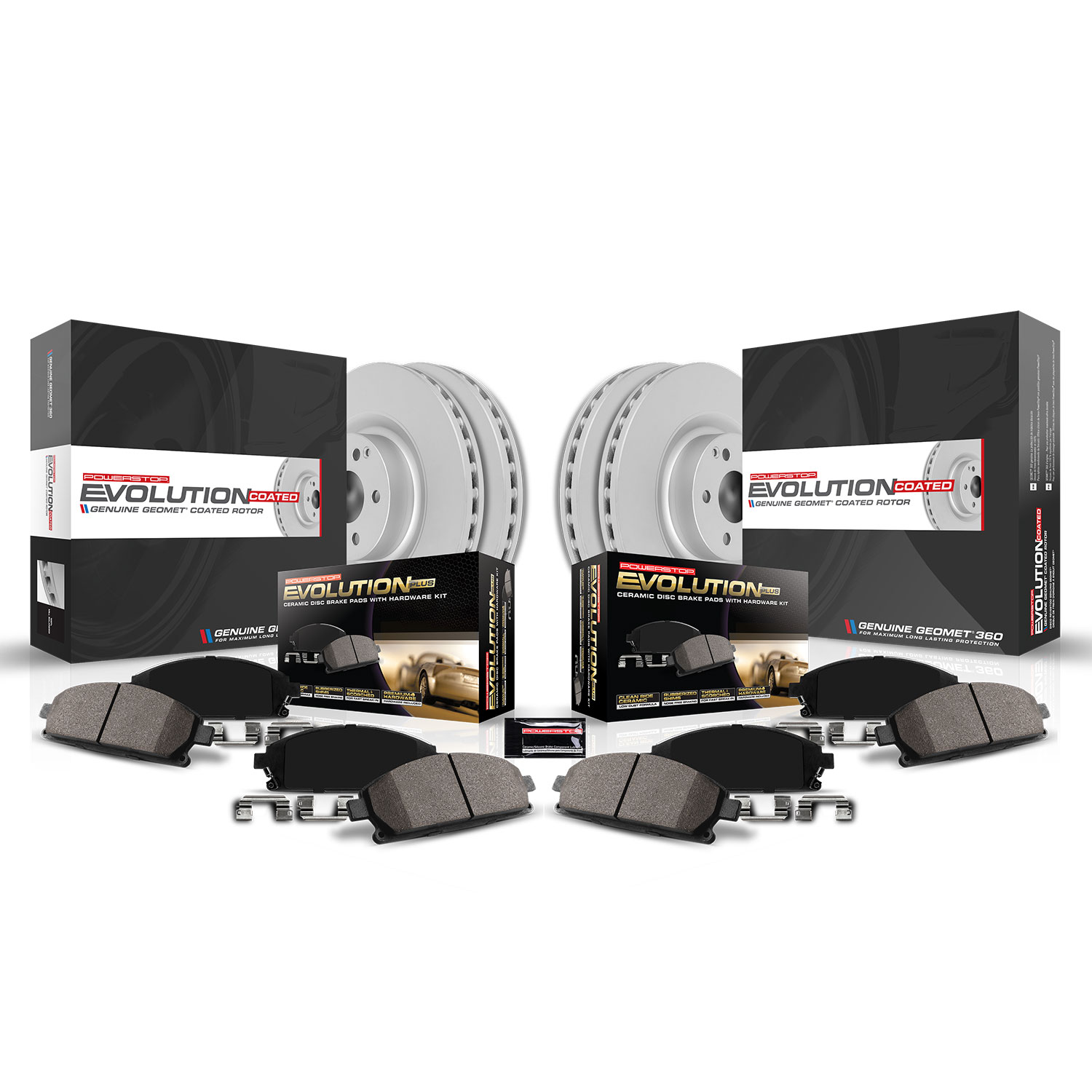 Powerstop® 2022 Honda Passport EX-L 6 Cyl 3.5L - Front and Rear Brake Disc and Pad Kit, Plain Surface, 5 Lugs, 320 mm, Ceramic, Z17 Evolution Geomet Coated