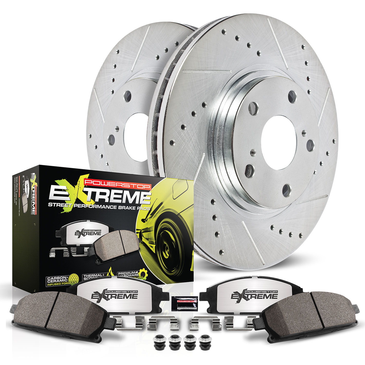Powerstop® K584-26 Rear Brake Disc and Pad Kit, Silver zinc-plated