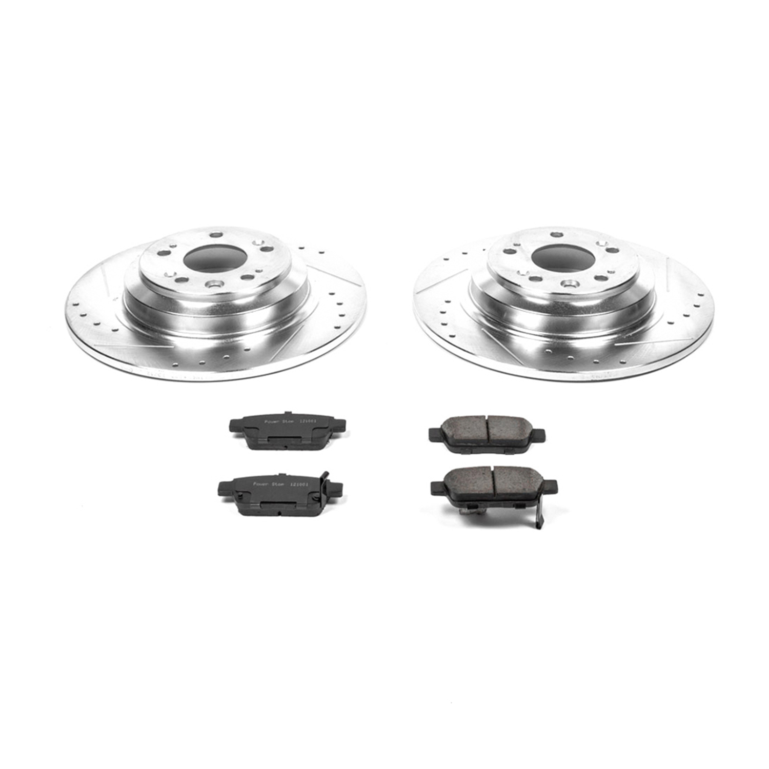 Powerstop® K5854 Rear Z23 Daily Carbon-Fiber Ceramic Brake Pad and Drilled  & Slotted Rotor Kit