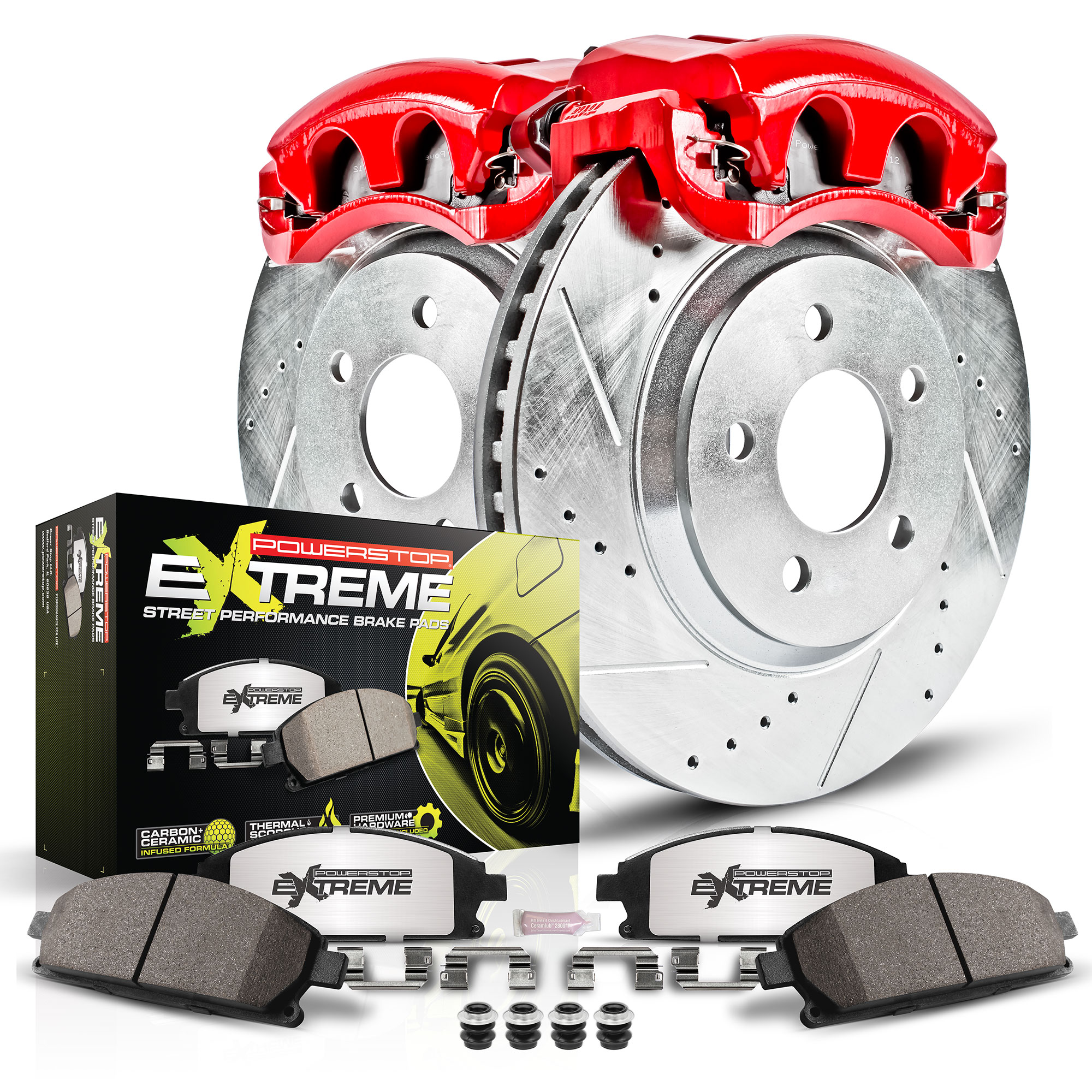 Powerstop® KC2310-26 Rear Brake Disc and Caliper Kit, Red