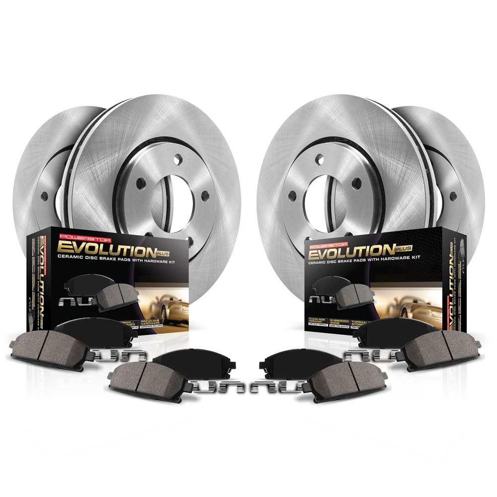 Powerstop® KOE6781 Front and Rear Brake Disc and Pad Kit, Plain Surface, 5 Lugs, Ceramic, Z17 OE Replacement