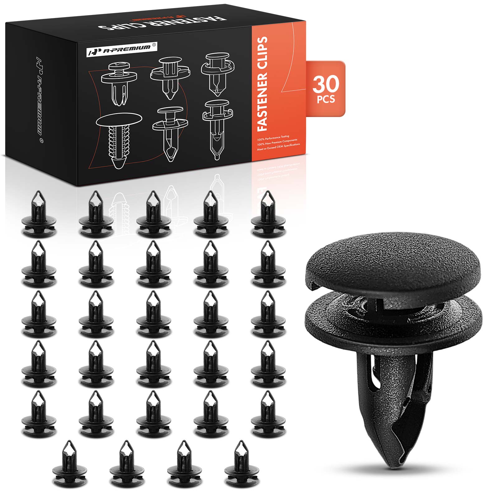 100 Pack Honda Plastic Retainer Clips – Bumper Fender Hood Trim – 10mm Hole – Black