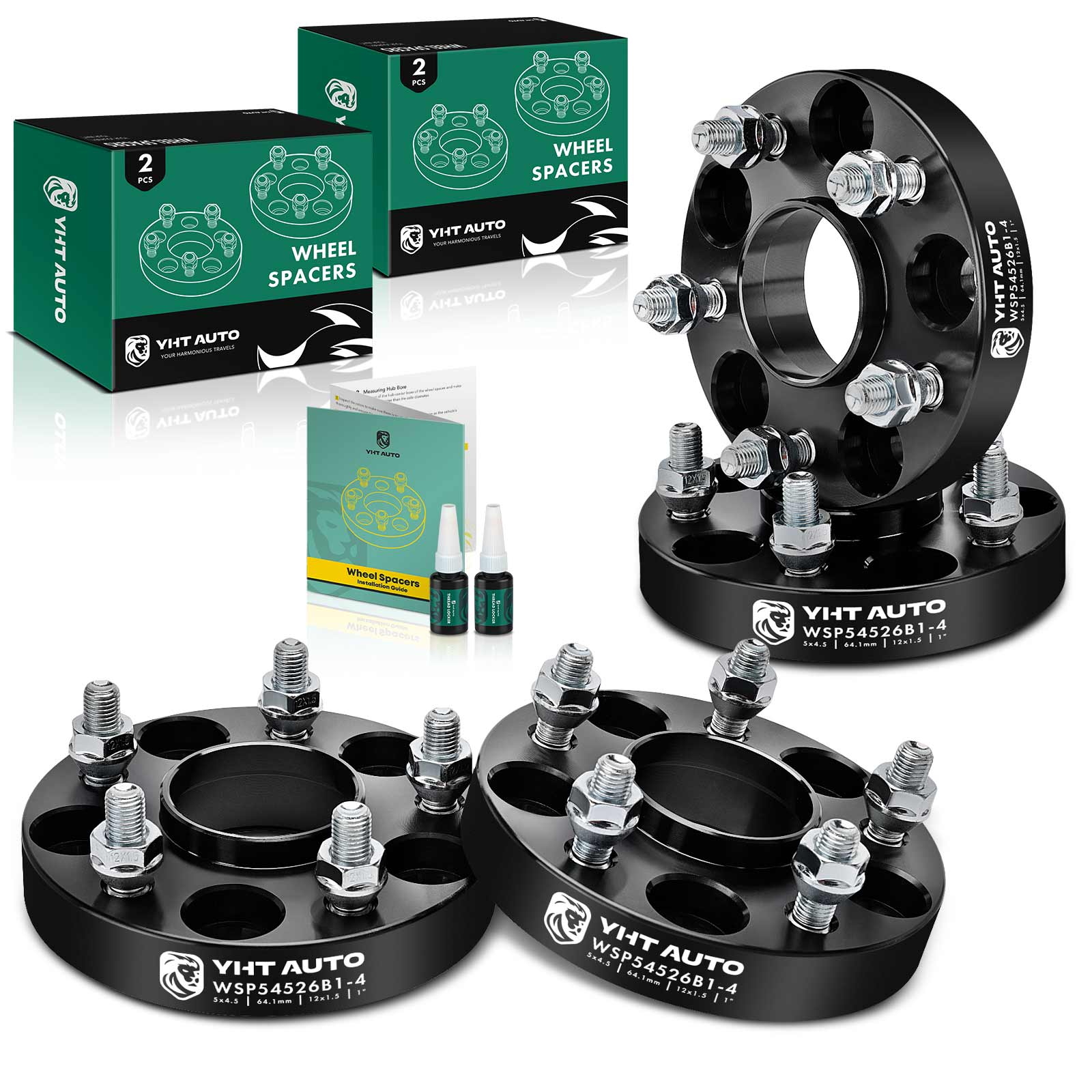 YHT Auto® YHTWSP0441 4 Pcs Black 5x4.5 to 5x4.5 inches Wheel