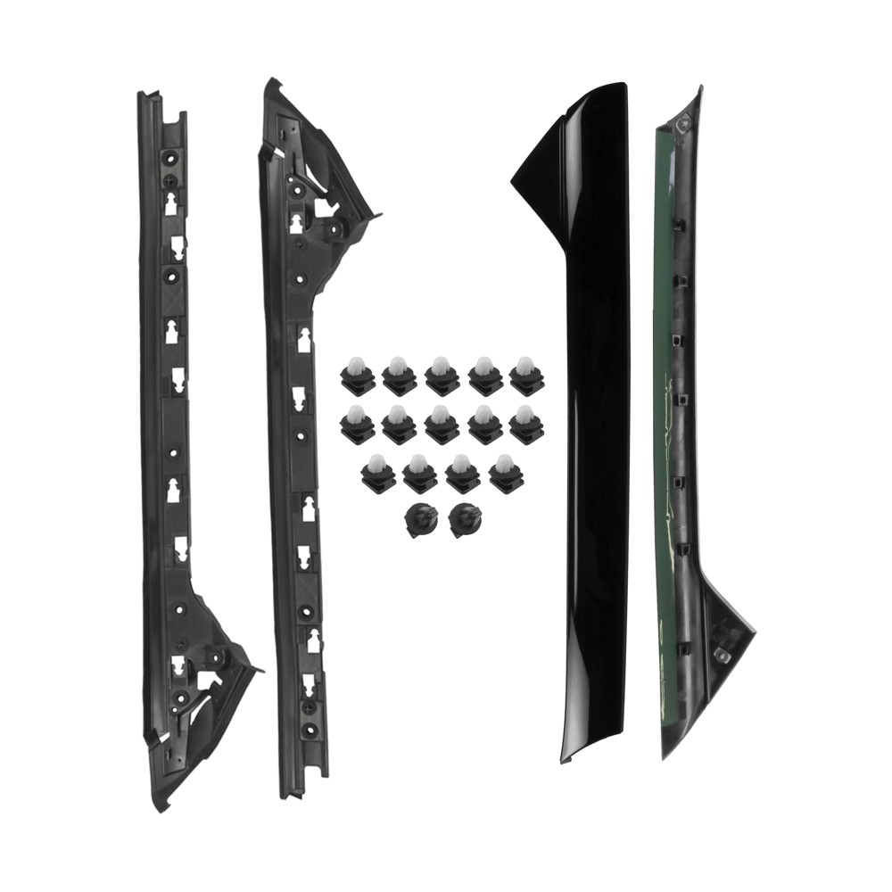 2017 Ford Explorer Driver and Passenger Side, Windshield Molding 4-Door, Sport Utility, Windshield Inner &amp; Outer Side Molding Kit Made From PVC With Pressure Sensitive Tape And Clips WKT D1843 by Precision Parts®