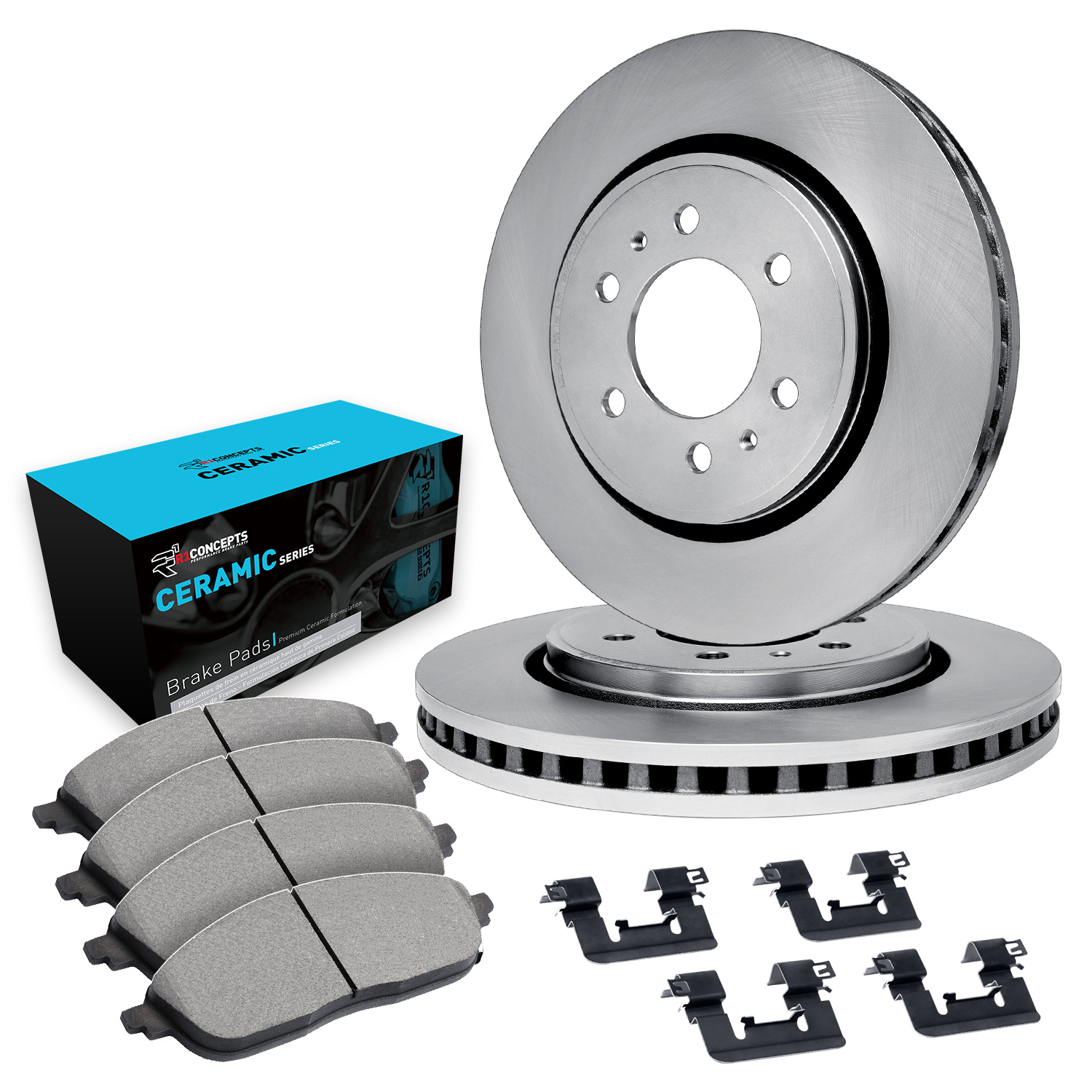 R1 Concepts Brake Disc & Pad Kit eLINE Silver Rotors with Ceramic Pads Series, Front, 1 Year Limited Warranty WFWH1-37011