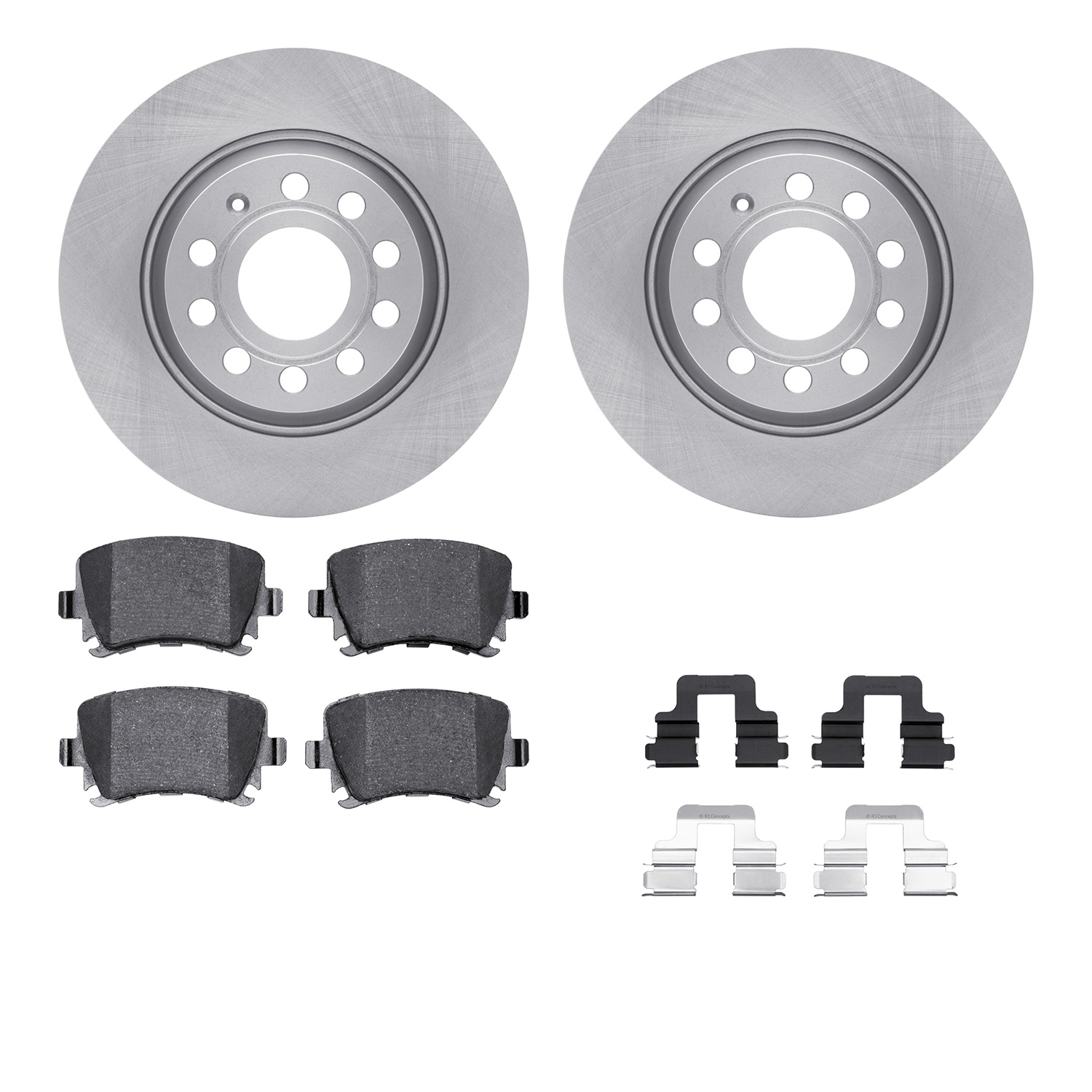 R1 Concepts Brake Disc & Pad Kit eLINE Silver Rotors with Ceramic Pads Series, Rear, 1 Year Limited Warranty WFWH1-74085