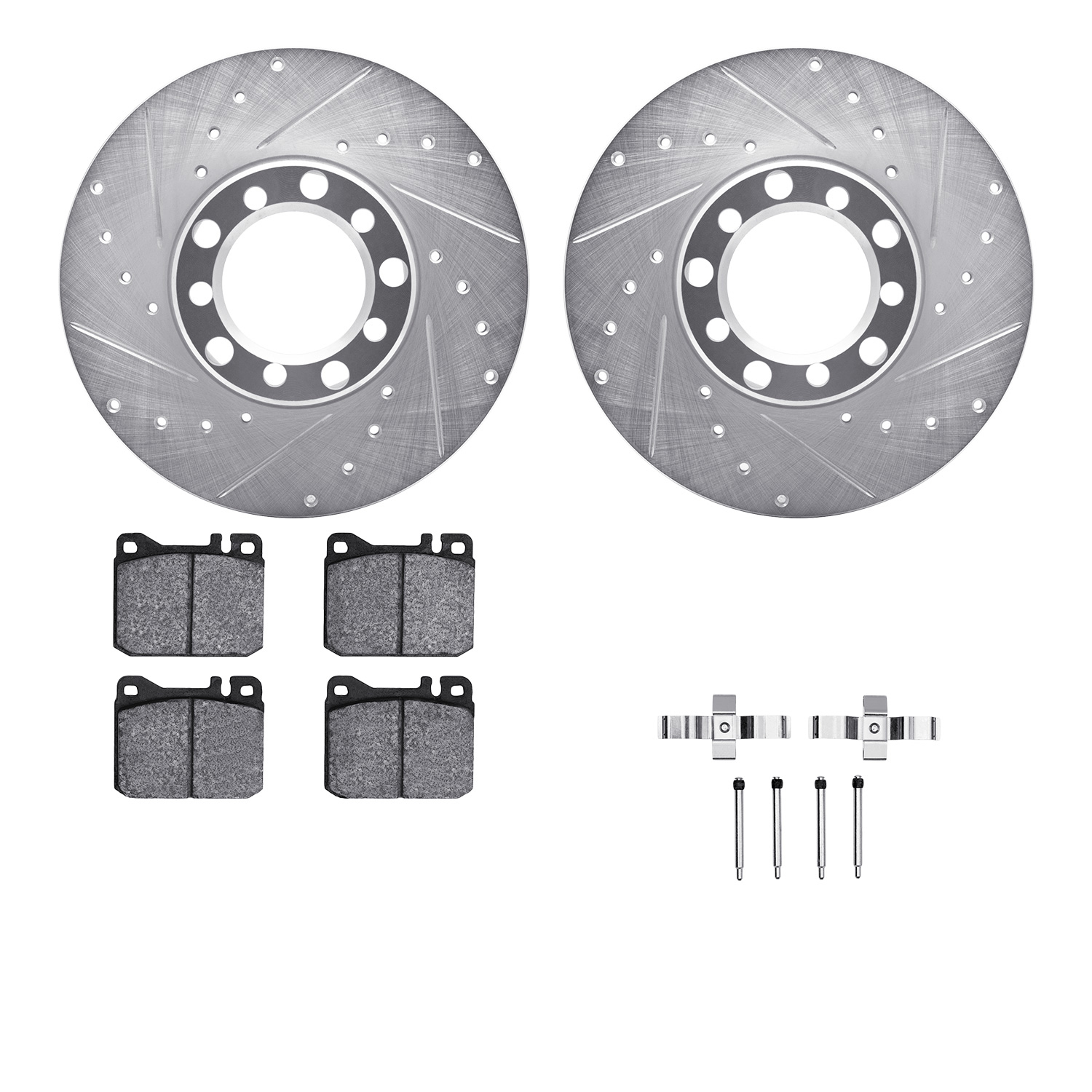 R1 Concepts Brake Disc & Pad Kit eLINE Silver Rotors with European Ceramic Pads Series, Front, 1 Year Limited Warranty WGTH1-63014