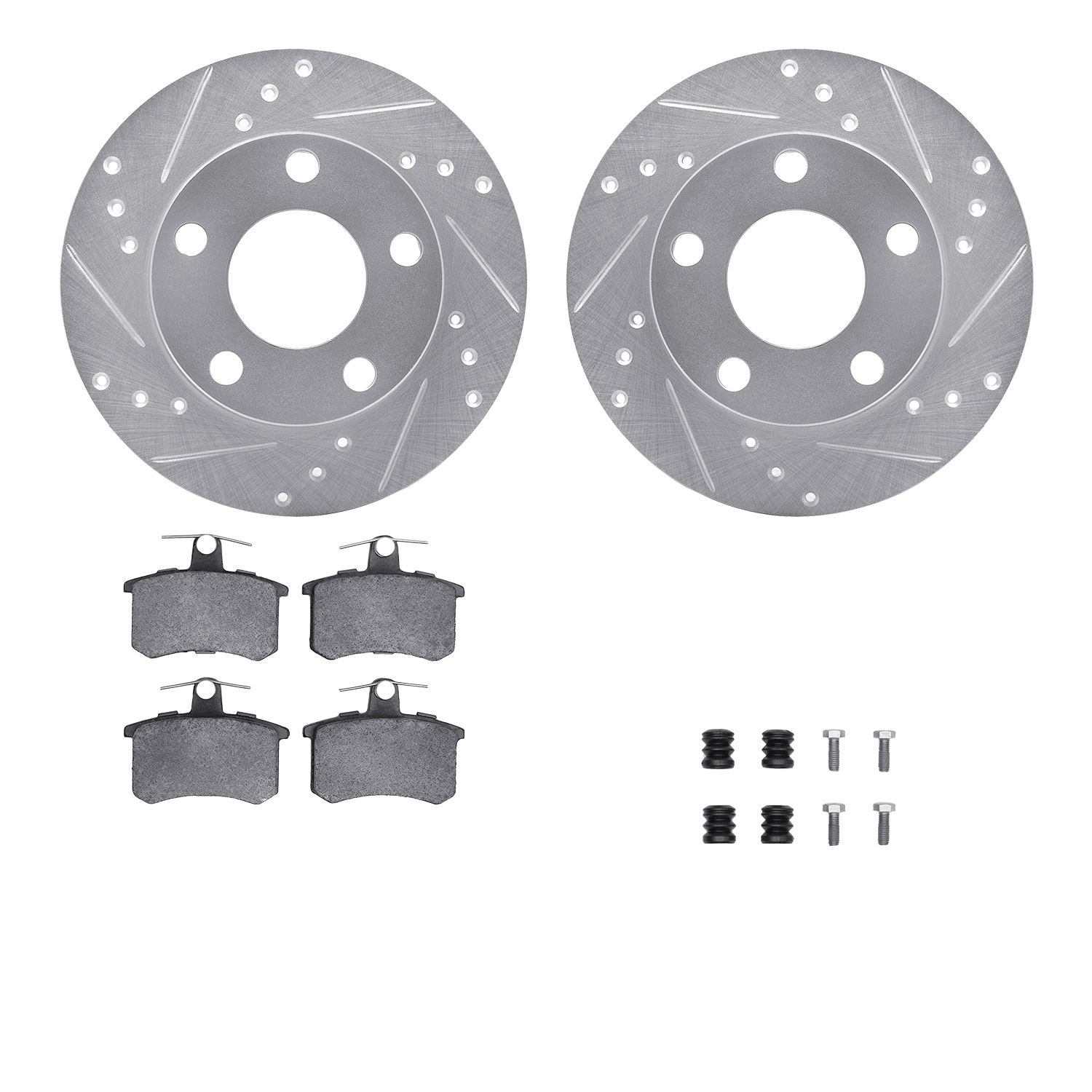 R1 Concepts Brake Disc & Pad Kit eLINE Silver Rotors with European Ceramic Pads Series, Rear, 1 Year Limited Warranty WGTH1-73004