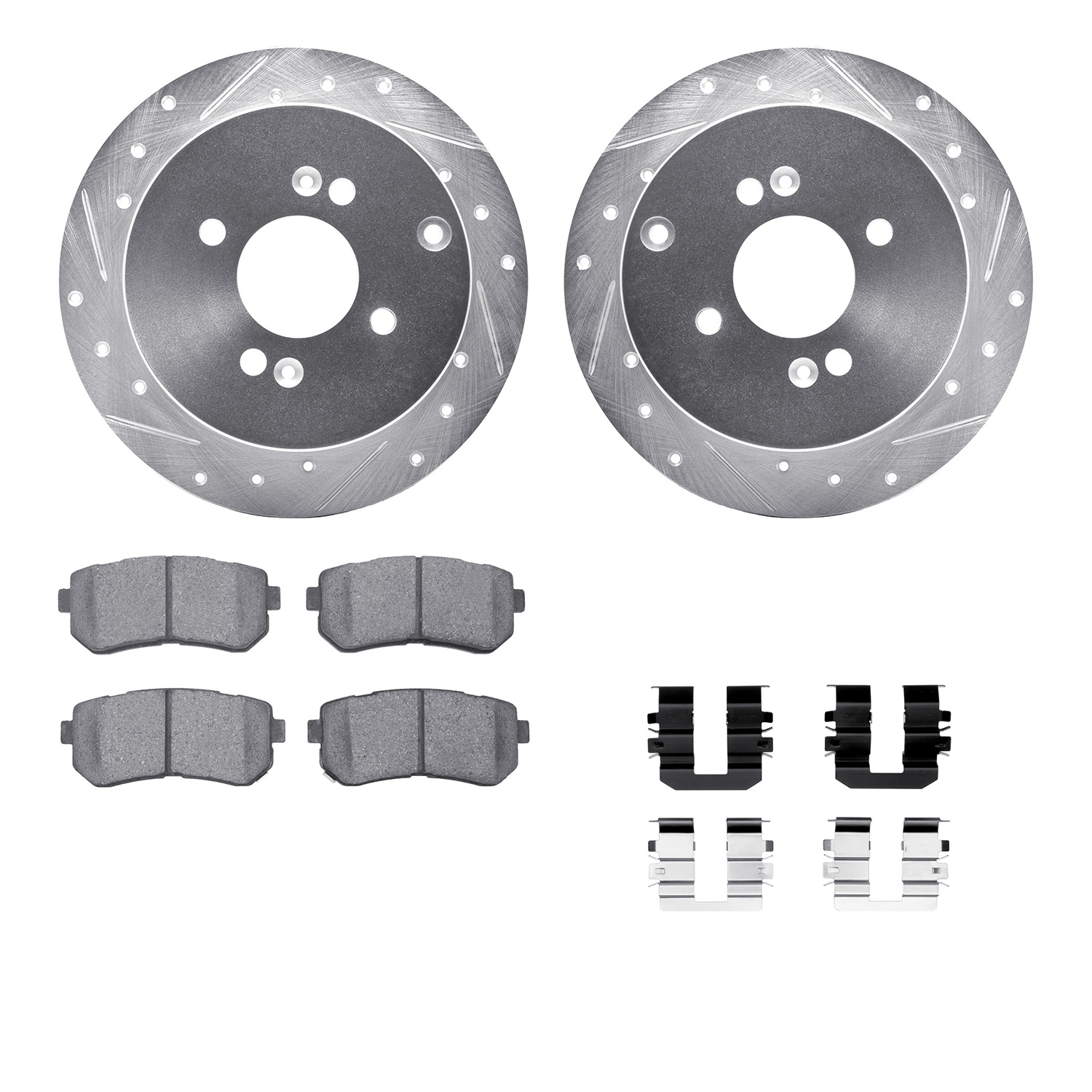 R1 Concepts Brake Disc & Pad Kit eLINE Silver Rotors wtih Optimum OEp Pads Series, Rear, 1 Year Limited Warranty WGUH1-03002