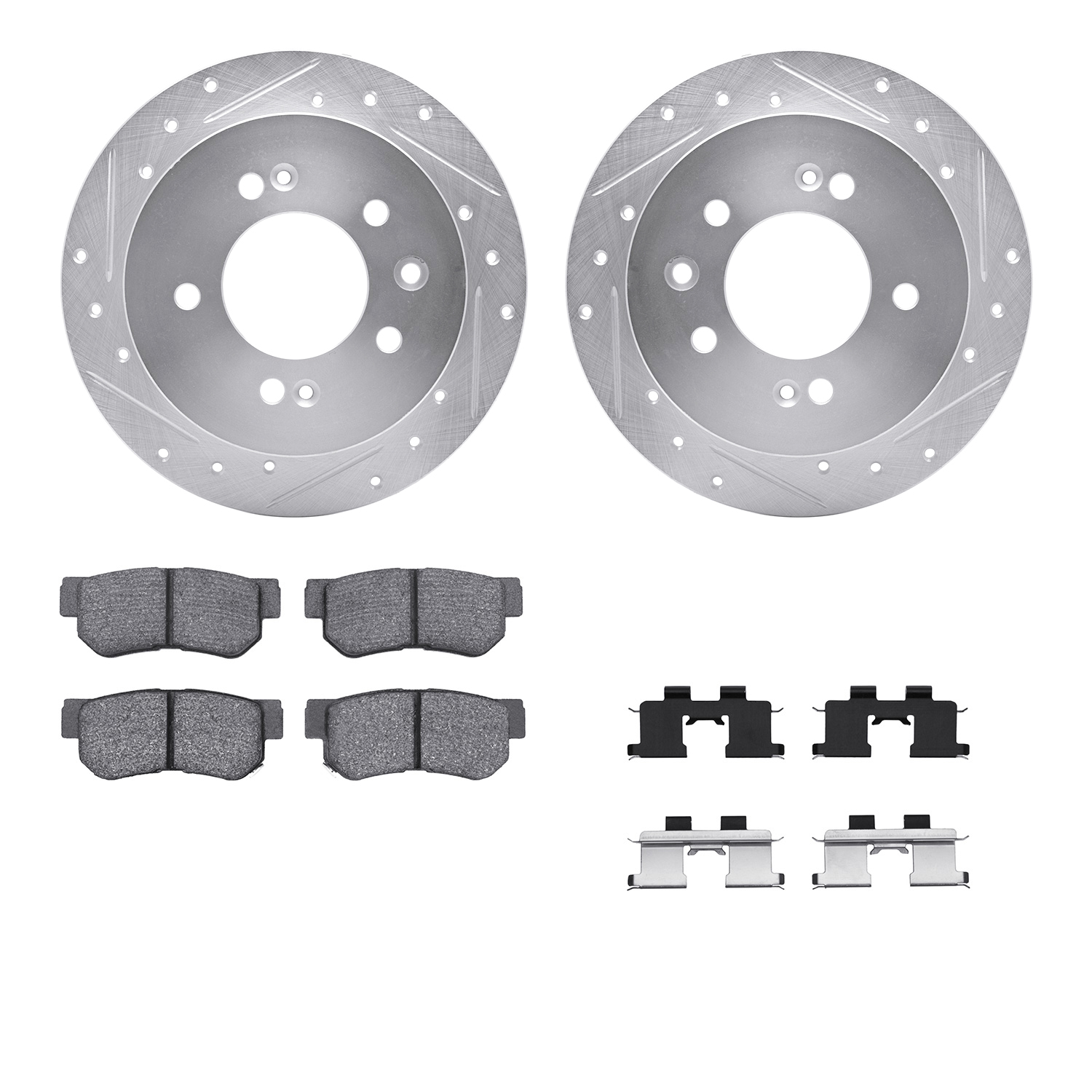 R1 Concepts Brake Disc & Pad Kit eLINE Silver Rotors wtih Optimum OEp Pads Series, Rear, 1 Year Limited Warranty WGUH1-03058