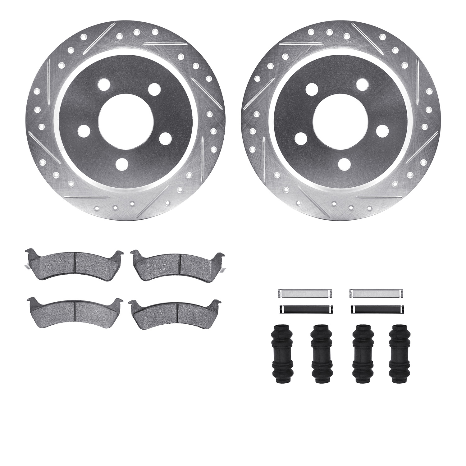 R1 Concepts Brake Disc & Pad Kit eLINE Silver Rotors wtih Optimum OEp Pads Series, Rear, 1 Year Limited Warranty WGUH1-42017