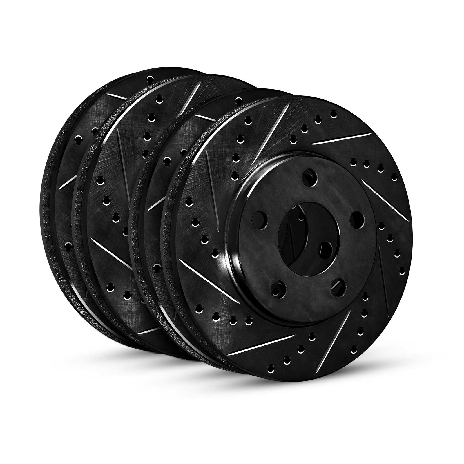 R1 Concepts® 2018 Smart Fortwo - Front and Rear Brake Disc, Cross-drilled and Slotted, BATTERY EV (EV/BEV), eLINE Black Series