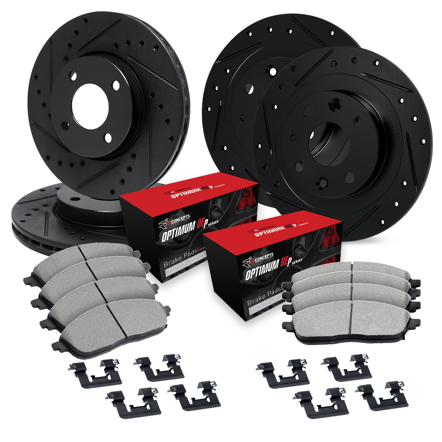 R1 Concepts Brake Disc and Pad Kit, Front Rear, 1 Year Limited Warranty WHUH2-47052