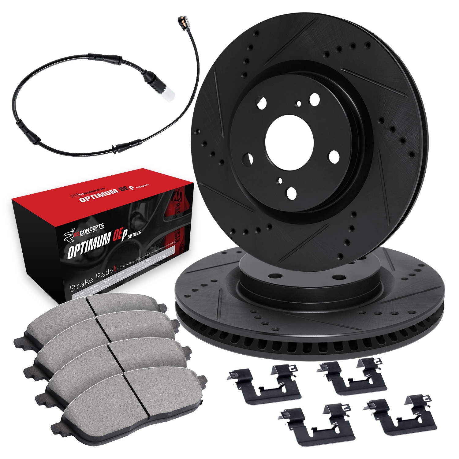 R1 Concepts Brake Disc and Pad Kit, Front, 1 Year Limited Warranty WHUS1-63035