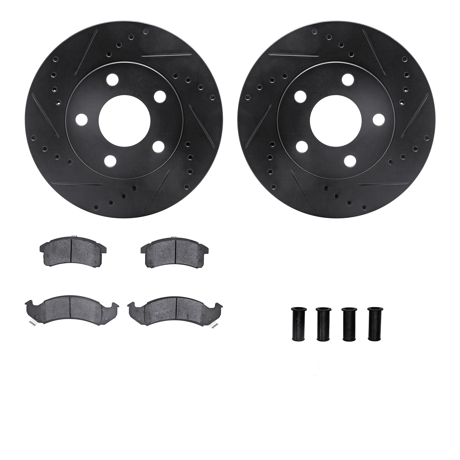 R1 Concepts Brake Disc & Pad Kit eLINE Black Rotors with Ceramic Pads Series, Front, 1 Year Limited Warranty WHWH1-47036