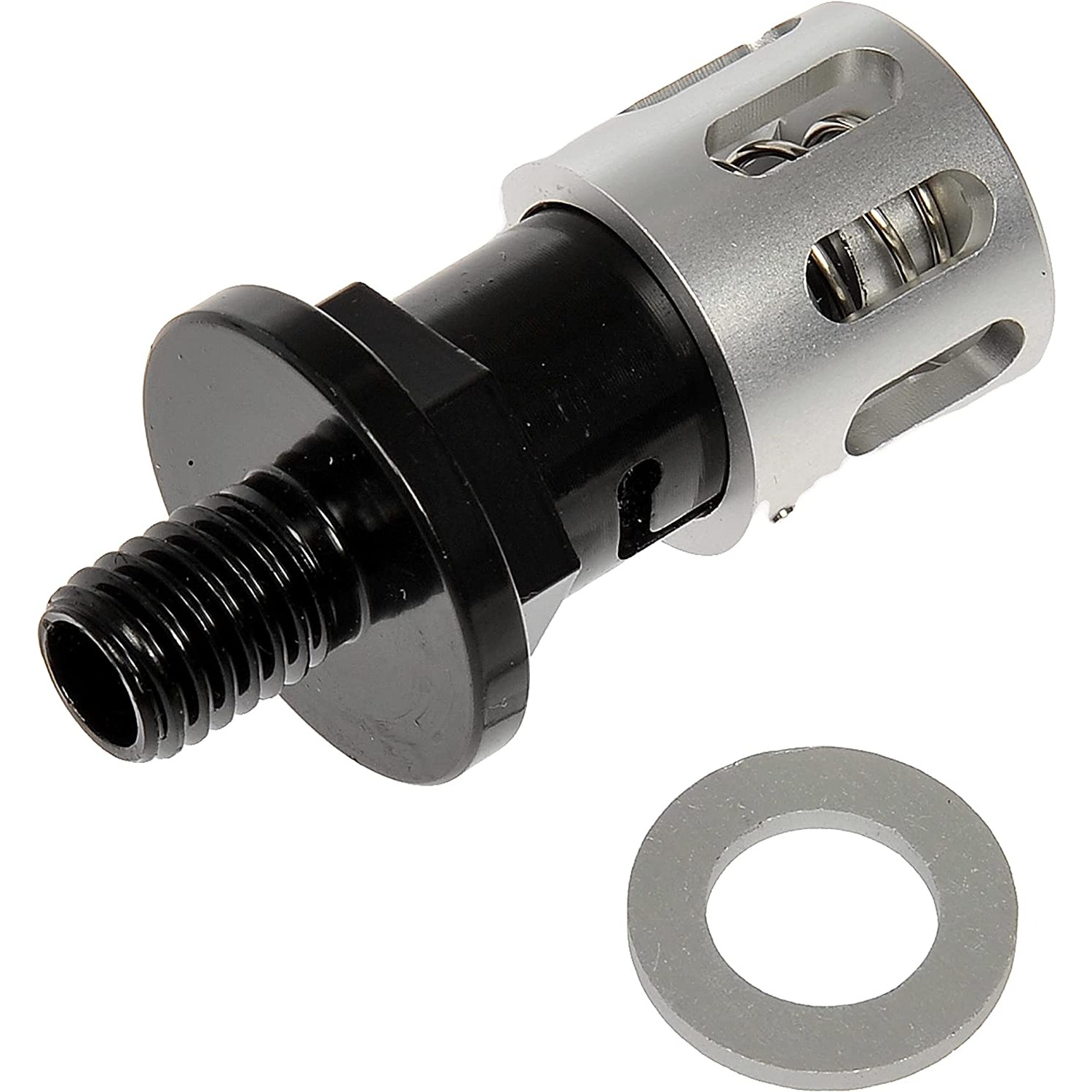 092-018 AutoGrade Series Oil Drain Plug - Black and Silver, Carbon Steel, Direct Fit, Sold Individually - Dorman 092-018 Twist Drain Solution Compatible with Select Models - Dorman Engine Oil Drain Plug 092-018 - EZ Drain Engine Oil Drain Plug: M12-1.75 Thread, 21 mm Head, 1 Pack - Twist Drain Solution - Twist Drain Solution - Oil Pan Drain Plug - Ditch the wrenches and rags and get this Dorman Twist Drain oil drain plug. It's specially designed to simplify changing your oil by replacing your factory plug with a tool-free, clean and easy solution. Just push, twist and drain. It also features a custom tapered O-ring that ensures a leak-proof seal, and is finished with electrophoresis and anodization for rust resistance. - 2019-79