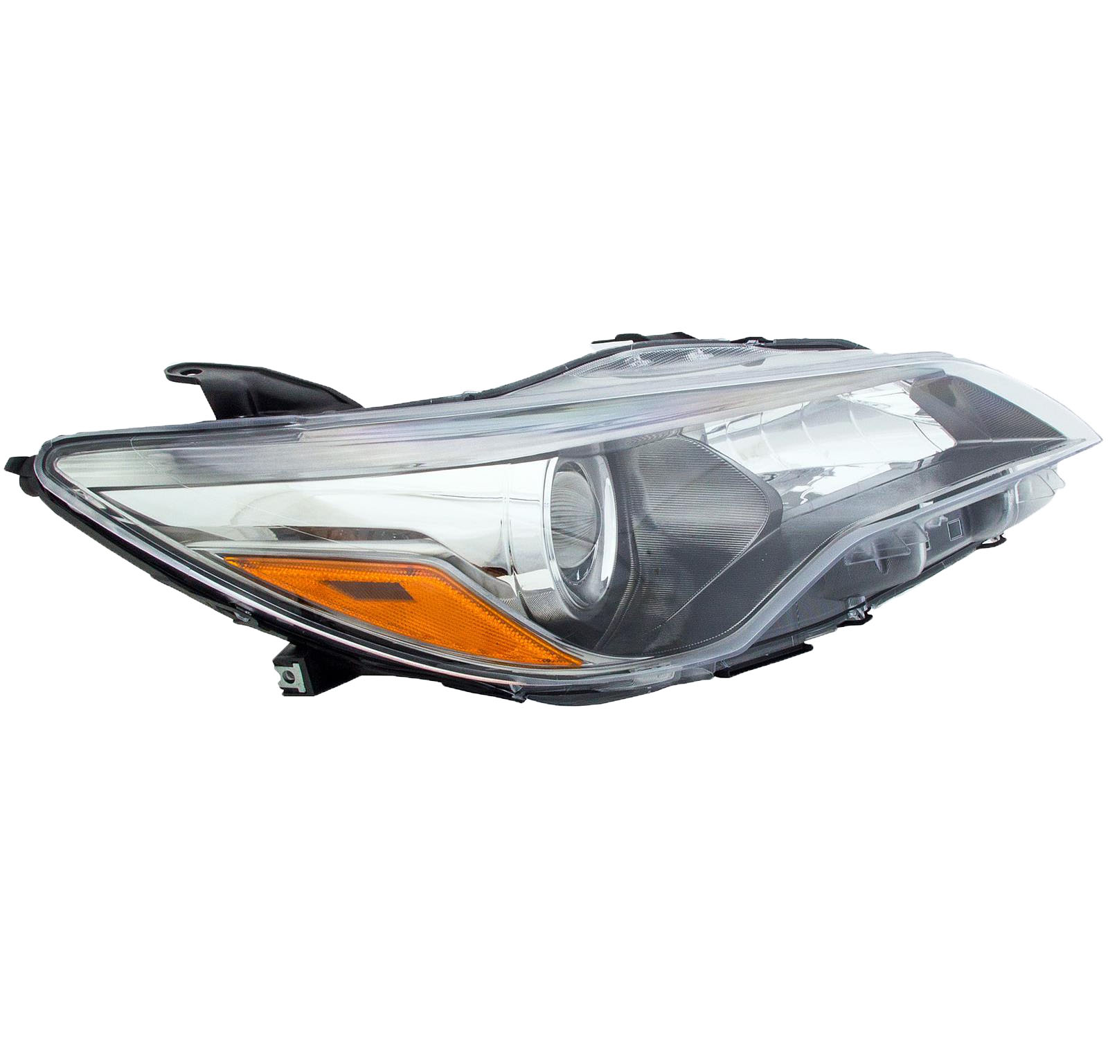 1590349 Passenger Side Halogen Headlight, With bulb(s), Clear & Amber Lens, OE Solutions Series - Dorman Headlight Assembly 1590349 - Headlamp Assembly - Lighting - Headlamp Assembly - Need a new headlight assembly that looks, fits and performs like the original, for less than going back to the dealership? This replacement headlight was reverse-engineered to match the stock headlight on specific vehicles. - Toyota Camry 2017-14