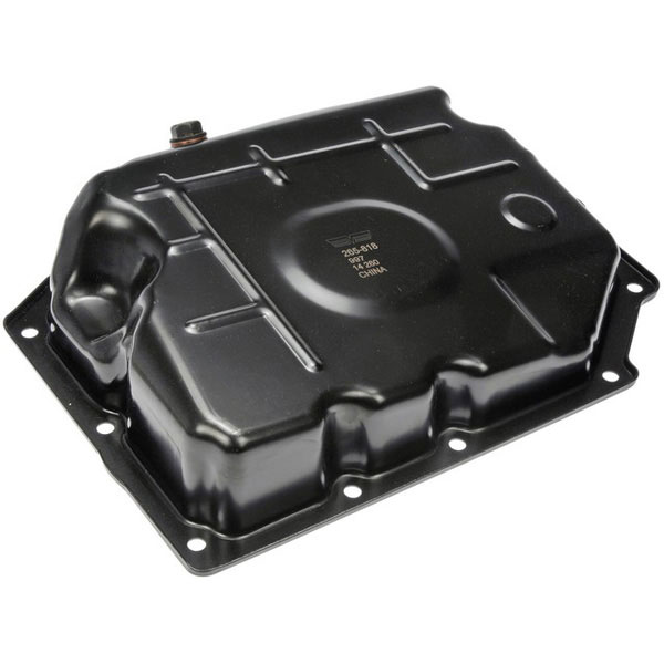 265-818 OE Solutions Series Transmission Pan - Black, Steel, Stock Depth, Direct Fit, Sold individually - Dorman 265-818 Transmission Oil Pan Compatible with Select Models - Dorman Transmission Oil Pan 265-818 - Transmission Oil Pan: Direct Fit, Steel, 9 Quart - TRANSMISSION PAN - Transmission Pan With Drain Plug - Automatic Transmission Oil Pan - Transmission Sump - Trans Pan - This replacement transmission oil pan is a direct replacement for a damaged original equipment transmission pan. Made of quality materials, it's designed for reliable, leak-free service. - Chrysler 2010-05, Dodge 2012-04, Jeep 2013-03, Mitsubishi 2009-06, Ram 2012-11 - Transmission Pan With Drain Plug