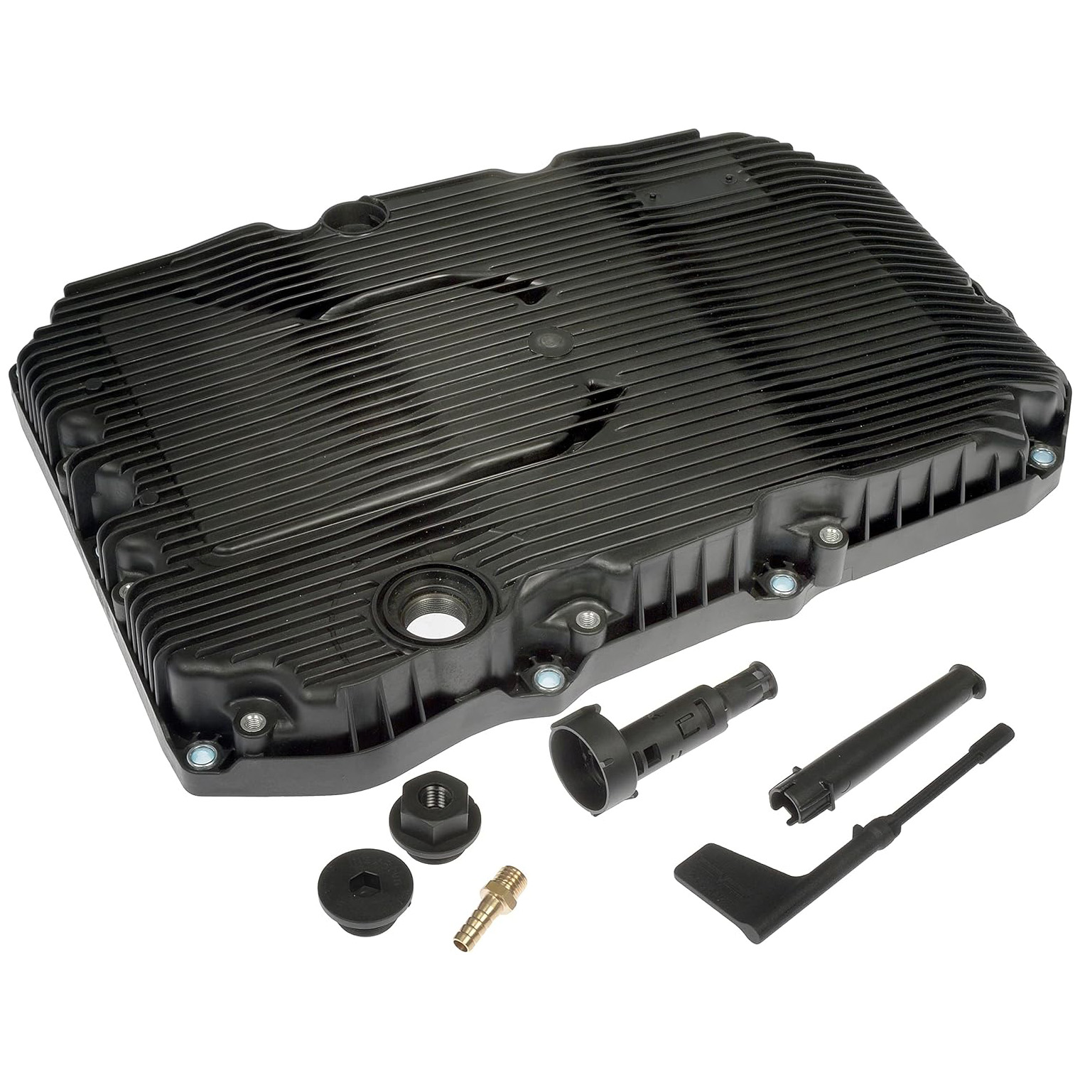 265-887 OE Solutions Series Transmission Pan - Black, Plastic, Stock Depth, Sold individually - Dorman 265-887 Transmission Oil Pan Compatible with Select Freightliner/Mercedes-Benz Models (OE FIX) - Dorman 265-887 Transmission Oil Pan for Specific Freightliner / Mercedes-Benz Models, Black - Transmission Oil Pan - Transmission Pan - Transmission Oil Pan - Automatic Transmission Oil Pan - Transmission Sump - Trans Pan - On certain Mercedes Benz vehicles and Sprinter vans, routine transmission services at the dealership are an expensive and complicated process due to the design of the original equipment transmission pan and its integrated plastic filter. When the pan is damaged or the filter becomes clogged and threatens the health of the transmission, the dealer requires the purchase of a whole new transmission pan. This Dorman OE FIX transmission pan is designed to match the fit of the original and eliminate the costly need to replace the pan during transmission service. Our rugged, precision-engineered replacement pan uses removable, replaceable transmission oil filters rather than the factory pan's integrated plastic filter. This kit also includes all the tools required to service our filters, along with a filter set and a new gasket to ensure a predictable and straightforward initial installation. Replacing the factory pan with this innovative solution encourages regular service to help prevent costly transmission repair, and can help protect the transmission from harmful contaminants and fluid leaks. Additional filters and gaskets are available separately from Dorman (see part number 265-887F) as well as additional filter service tools (see part number 265-887T). - Freightliner 2019, Mercedes-Benz 2019-16