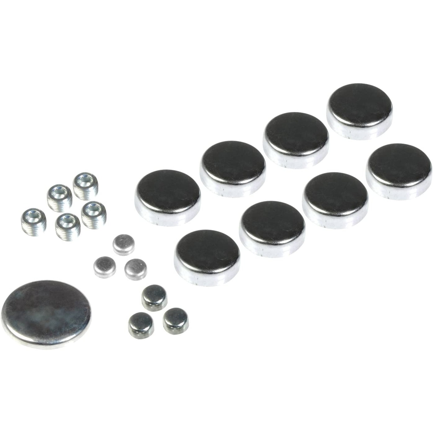 557-017 Direct Fit Freeze Plugs, Kit - Amc Steel Expansion Plug Kit, 5 Expansion Plugs, 2 Pipe Plugs - Dorman 557-017 Expansion Plug - Dorman Freeze Plug 557-017 - DORMAN Steel Expansion Plug Kit for AMC - Silver - STEEL EXP PLUG KIT - Amc Steel Expansion Plug Kit, 5 Expansion Plugs, 2 Pipe Plugs - Freeze Plug - Welsh Plug - Core Plug - The plugs in this engine expansion plug kit are designed to match the original parts on specified vehicles. Made of quality materials, this kit components are engineered for reliable performance and durability. - American Motors 1988-59, International 1974-69, Jeep 2003-00, Jeep 1998-68