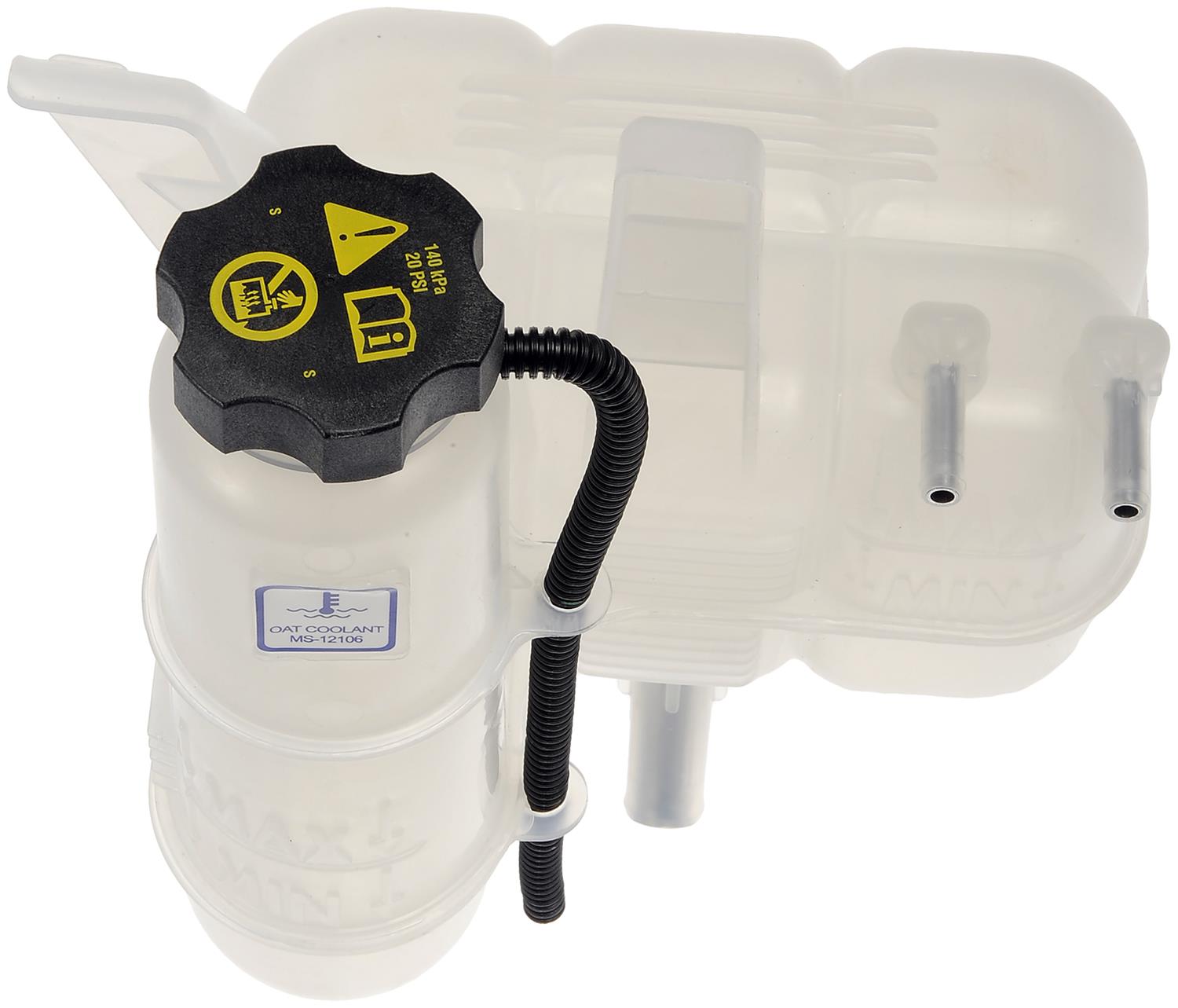 603-840 Coolant Reservoir, 6.4L, 8Cyl OE Solutions Series - Coolant Reservoir - Pressurized Coolant Reservoir - Surge Tank - Coolant Bottle - Anti-Freeze Reservoir - Degas Bottle - Fluid Reservoir - This replacement engine coolant reservoir is manufactured from quality materials to withstand the stresses of underhood heat and engine vibration. It is engineered and manufactured to match the fit and function of the original part. - Ram 2500 2021-14, Ram 3500 2021-14, Ram 4000 2021-19, Ram 4500 2021-14, Ram 5500 2021-14 - Dorman 603-840 Engine Coolant Reservoir Compatible with Select Ram Models - Dorman Coolant Recovery Tank 603-840 - Pressurized Coolant Reservoir - Pressurized Coolant Reservoir: Clear, Plastic, Original Equipment Replacement