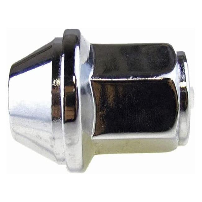 611-007.1 AutoGrade Series Lug Nut - Chrome, Steel, Dometop Capped Nut, M14-1.50 Direct Fit, Sold individually - Dorman 611-007.1: Wheel Nut M14-1.50 Metric - 21mm Hex, 38.5mm Length - Dorman - Autograde Wheel Lug Nut 611-007.1 - Wheel Nut M14-1.50 Metric - 21mm Hex, 38.5mm Length - Lug Nut - The original lug nuts on certain vehicles have a failure-prone two-piece design that makes warping common and removal difficult. There's often a thin veneer that gets damaged with repeated use, and if moisture gets underneath it can cause the cover to bulge. Those failures can make the nuts difficult or impossible to remove, and if they get stuck, removing them usually requires damaging the wheel itself. This Dorman OE FIX replacement matches the OE fit and function but has a one-piece, carbon steel design to prevent similar issues from happening in the future. - Ford 2023-15, Lincoln 2023-16