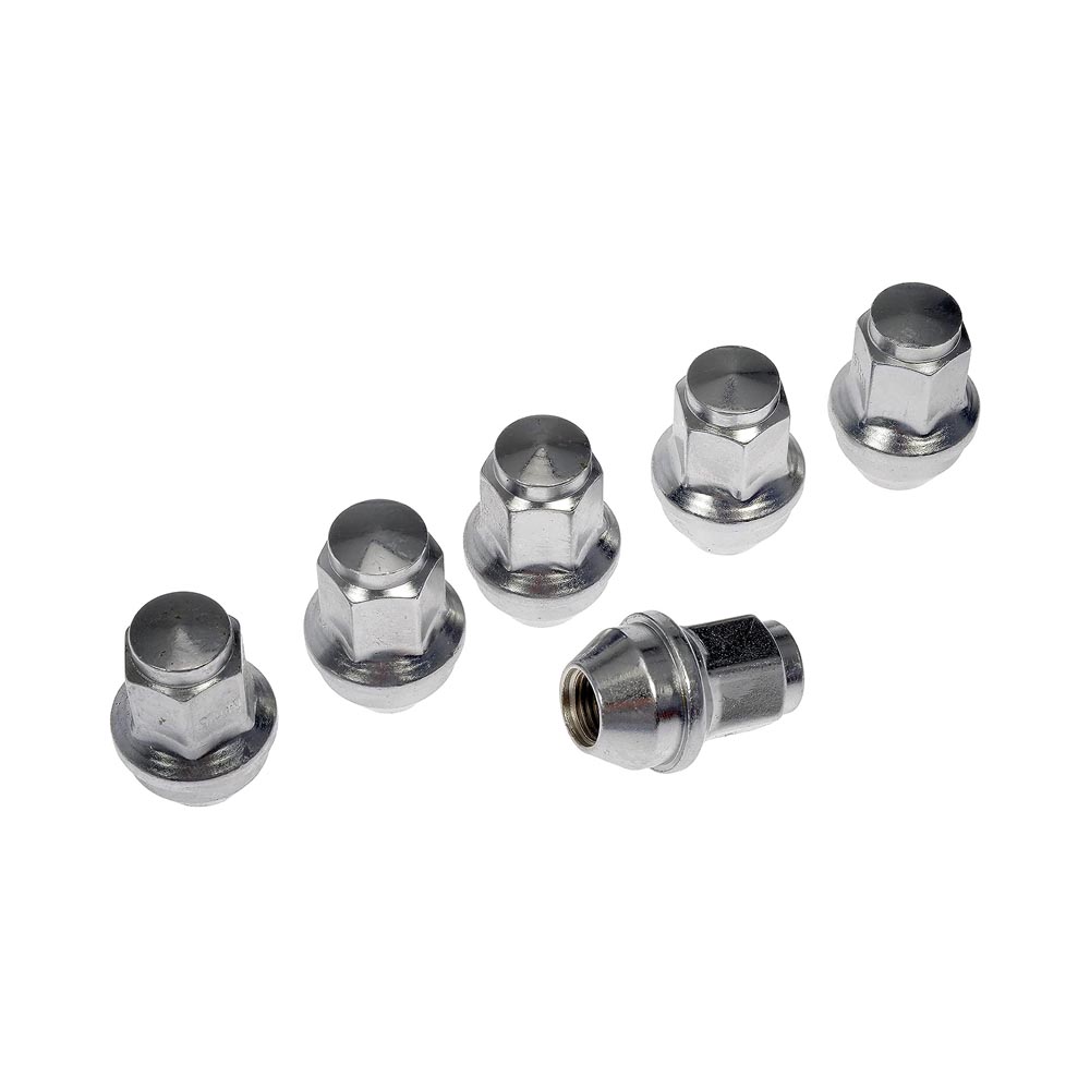 611-008CD AutoGrade Series Lug Nut - Chrome, Carbon Steel, Dometop Capped Nut, M14-1.50 Direct Fit, Set - Dorman 611-008CD Wheel Nut M14-1.50 Metric - 21 mm Hex, 44.5 mm Length Compatible with Select Ford / Lincoln Models, 6 Pack (OE FIX) - Dorman Wheel Nut 6 Piece 611-008CD - Wheel Lug Nut: M14-1.50 Thread, Conical 60, Dometop, 44.5 mm Length, Chrome, 6 Pack - Wheel Nut M14-1.50 Metric - 21 mm Hex, 44.5 mm Length - Wheel Nut M14-1.50 Metric - 21 mm Hex, 44.5 mm Length - Lug Nut - The original lug nuts on certain vehicles have a failure-prone two-piece design that makes warping common and removal difficult. There's often a thin veneer that gets damaged with repeated use, and if moisture gets underneath it can cause the cover to bulge. Those failures can make the nuts difficult or impossible to remove, and if they get stuck, removing them usually requires damaging the wheel itself. This Dorman OE FIX replacement matches the OE fit and function but has a one-piece, carbon steel design to prevent similar issues from happening in the future. - Ford 2023-15, Lincoln 2023-15
