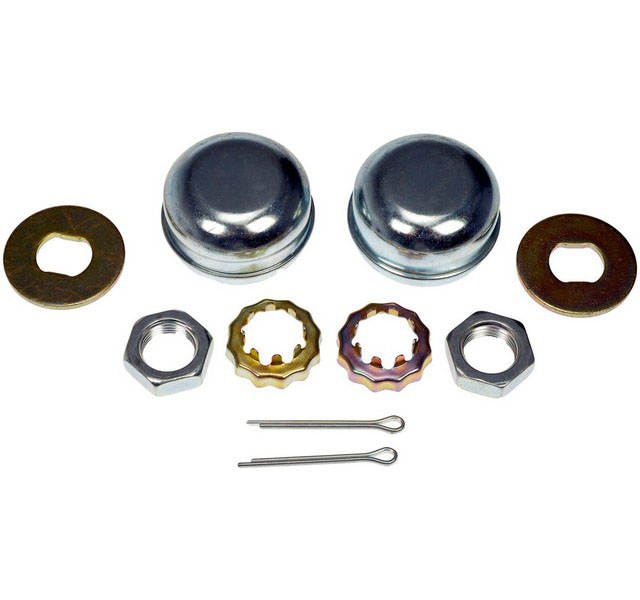 615-018 Spindle Nut - Direct Fit - Dorman 615-018: Spindle Nut And Dust Cap Kit - Dorman Spindle Lock Nut Kit 615-018 - Hub/Spindle Kit - Spindle Nut And Dust Cap Kit - Wheel Bearing Nut - Axle Nut - This spindle lock nut kit includes hardware designed to match the original hardware that can become worn out after frequent servicing. Each kit contains the cotter pin, spindle nut, spindle washer, castellated nut retainer and dust cap to service both front wheels. This kit fits light-duty Ford vans and trucks to make repacking or replacing front wheel bearings on RWD models a snap. - Ford 2019-84, Lincoln 2002-98, Mercury 2003-97 - Spindle Nut and Dust Cap Kit
