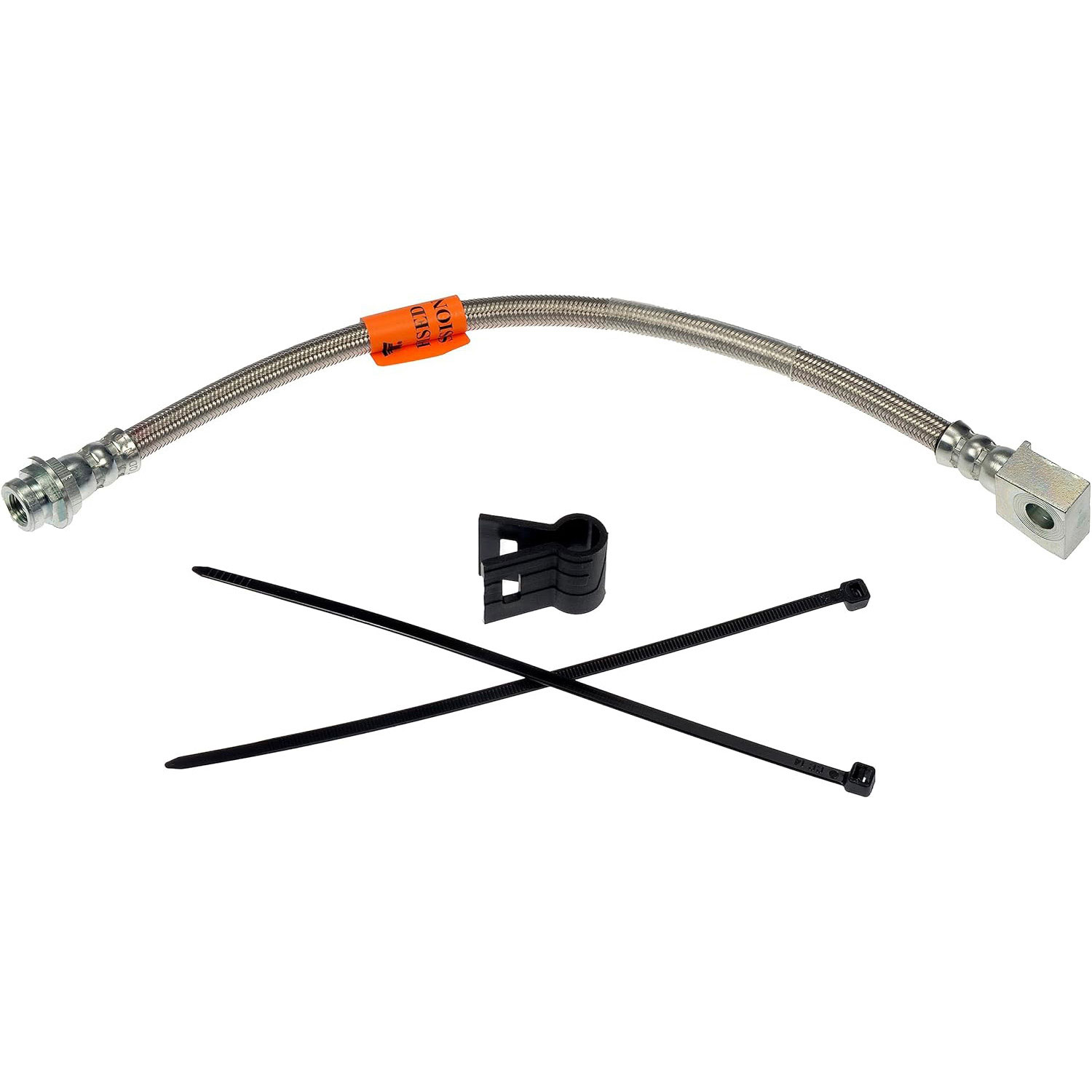 622-077 Rear, Driver Side OE Solutions Series Brake Line, Stainless Steel - Stainless Steel Braided Brake Hydraulic Hose - Stainless Steel Hose - Stainless Steel Braided Brake Hydraulic Hose - Brake Hose - Brake Line - This automotive brake hydraulic hose was precision-engineered to match the fit, function and performance of the original brake hose on specific vehicles and positions to ensure safe, long-lasting durability as part of a complete brake repair. - Jeep Wrangler 2006-03