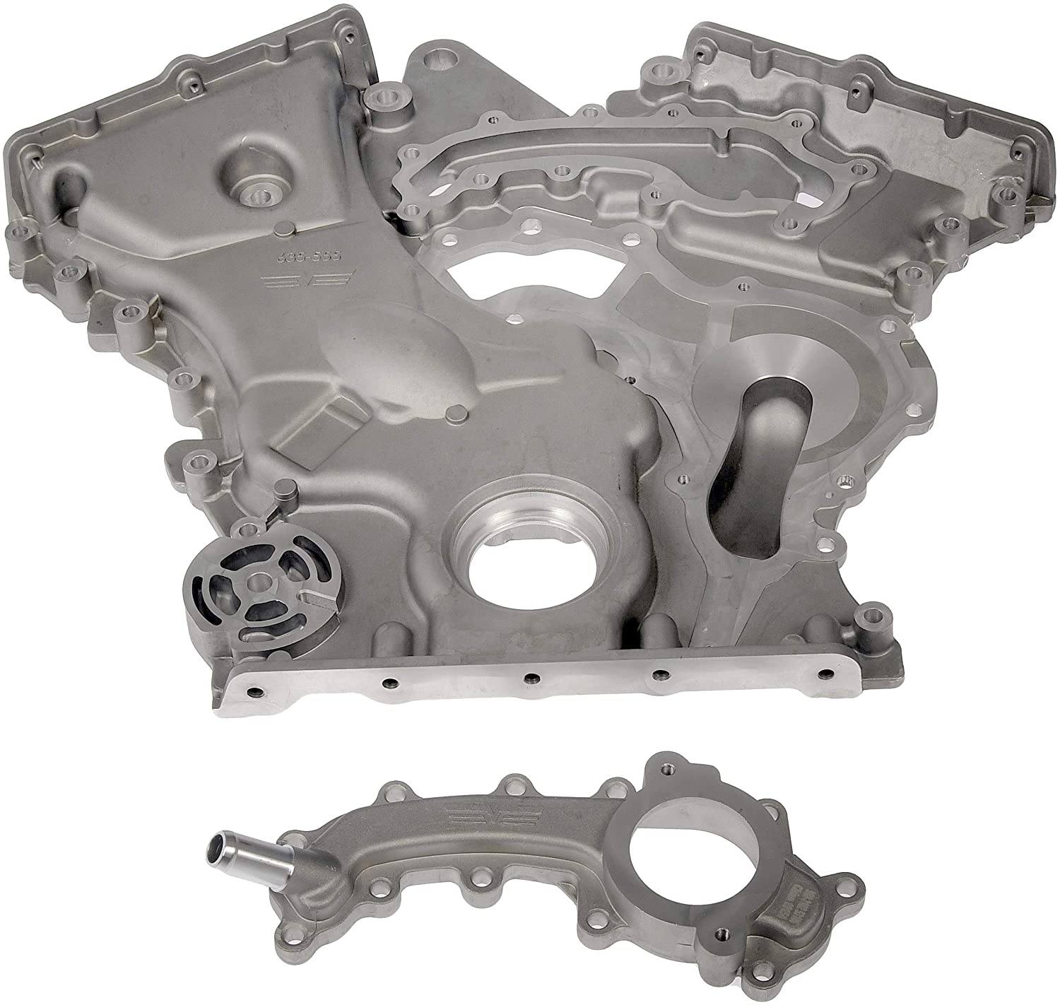 635-555 Timing Cover, Silver, Aluminum OE Solutions Series - Dorman 635-555 Timing Cover Kit Compatible with Select Models (OE FIX) - Dorman - OE Solutions Engine Timing Cover 635-555 - Timing Cover Kit - Timing Cover Kit - Timing Belt Cover - Timing Chain Cover - Thermostat Housing - Crossover Housing - Water Pipe - The original equipment timing cover leaks when the plastic water outlet fatigues and cracks. This Dorman OE FIX timing cover is an upgraded design that features an aluminum water outlet for greater strength and durability. - Chrysler 2019-12, Dodge 2019-12, Jeep 2019-13, Ram 2015-13